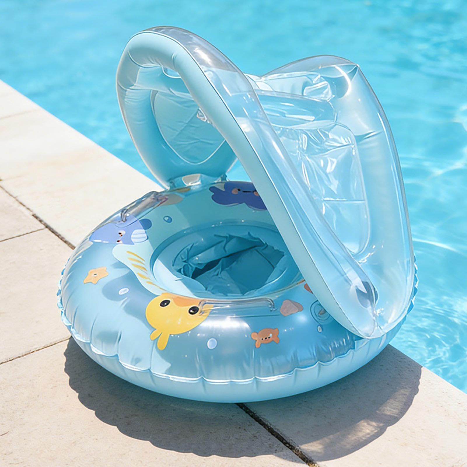 Galleggianti Gonfiabili Per Piscina, Uso Multiuso, Anello Da Nuoto Per Bambini Con Parasole - Galleggiante Per Protezione Solare Per Bambini, Sicuro E Stabile, Per Spiaggia Lago All'aperto Cortile Vac