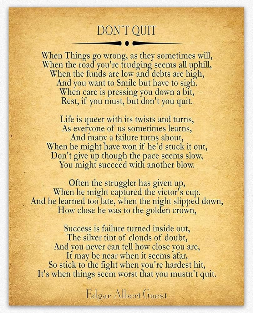 amazon-com-wallbuddy-don-t-quit-poem-don-t-quit-motivational-inspiring-motivating-poem-inspirational-positive-poster-poetry-poster-5-x-7-vintage-baby for Free Printable Don T Quit Poem Amazon.com: Wallbuddy Don't Quit Poem Don't Quit Motivational Inspiring Motivating Poem Inspirational Positive Poster Poetry Poster (5 x 7, Vintage) : Baby for Free Printable Don T Quit Poem