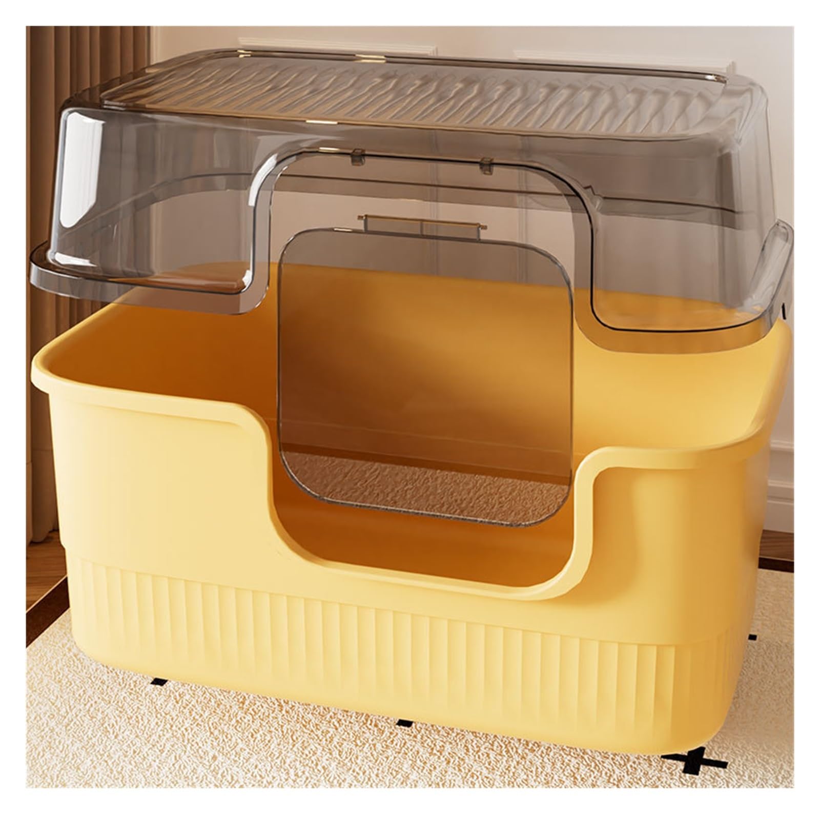 Caja de Arena for Gatos Cerrada Grande, Bandeja de Arena Desmontable con Lados Altos, Orinal Multiusos for Mascotas, antisalpicaduras Arenero Gato(Grey)