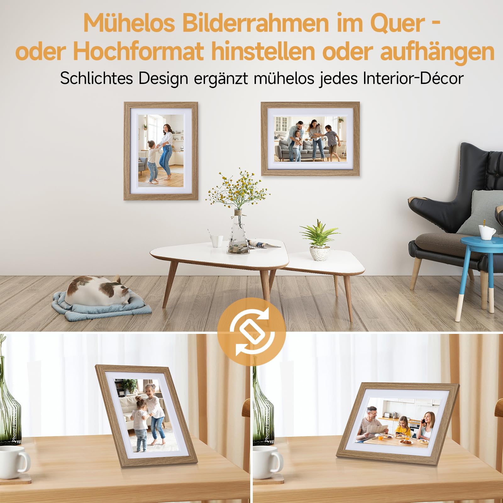 Rollei Smart Frame WiFi 1010 Digitaler Bilderrahmen 10,1 Zoll Frameo Digital Photo Frame 1280x800 IPS Touchscreen 32GB Speicher Holzoptik Eiche Digitaler-Bilderrahmen-Digital-Elektronischer-Fotorahmen