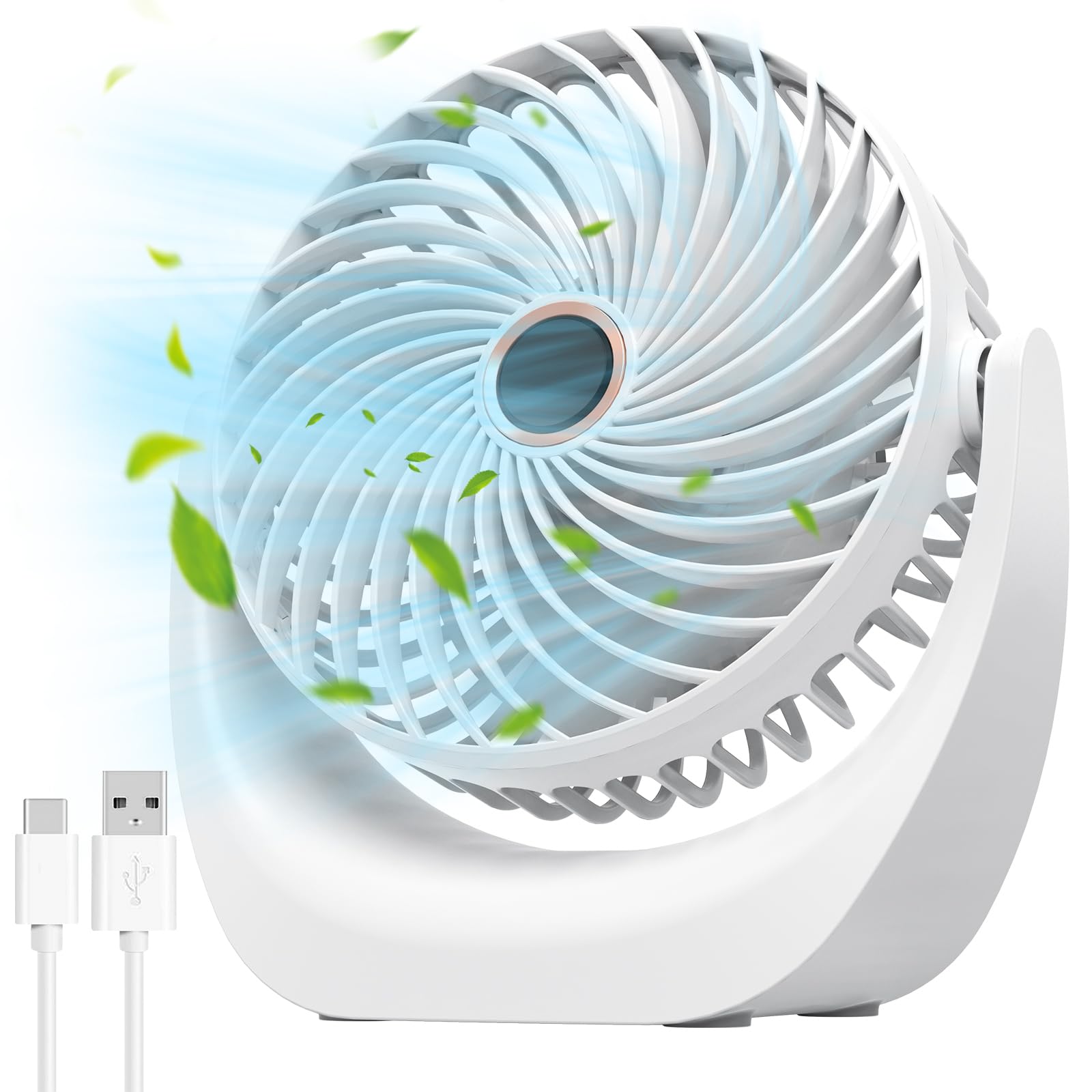 SHAVINGFUN Quiet Pedestal Fan,Desk Air Circulator Fans,Efficient Cooling & Circulation, Powerful Airflow Table Oscillating Fan with 3 Speed, 90° Adjustable Tilt Home,Offoce (White)