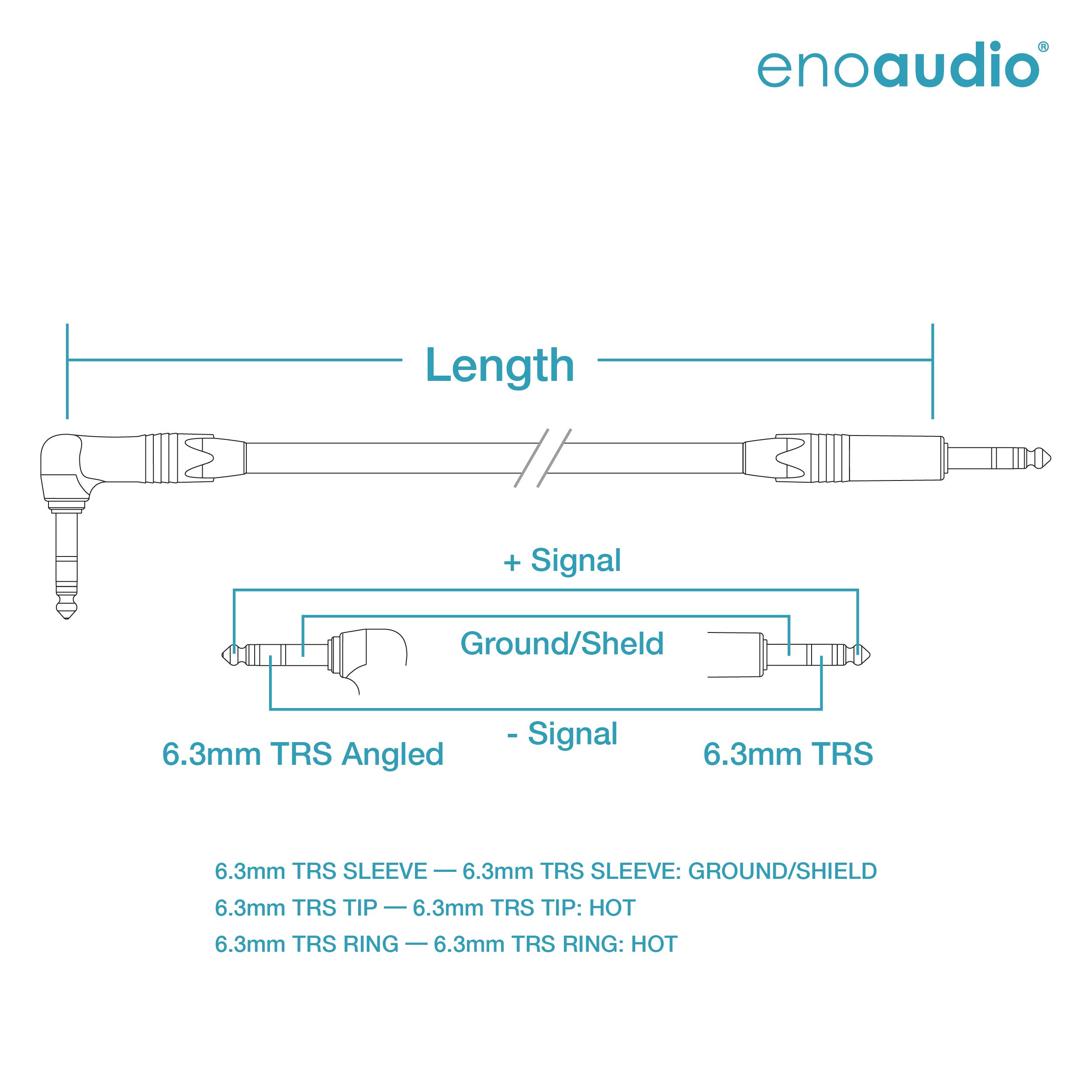 enoaudio Mogami 2534 Quad Professionel Studio kabel symetryczny | Neutrik Gold 6,3 mm TRS - wtyczka kątowa TRS | HiFi, 7,0 m