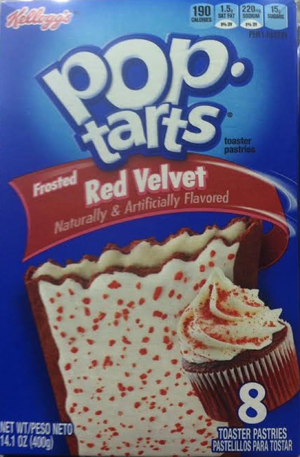 Kellogg's, Pop-Tarts, Red Velvet Toaster Pastries, 8 Count, 14.1oz Box (Pack of 6)