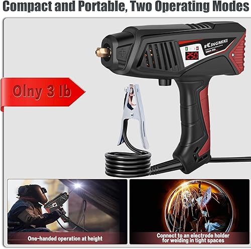 Miniatura 6 de Soldador de mano, soldador portátil de ajuste de 110 V 20-250 A con interruptor giratorio y pistola de soldadura de pantalla digital, soldador de