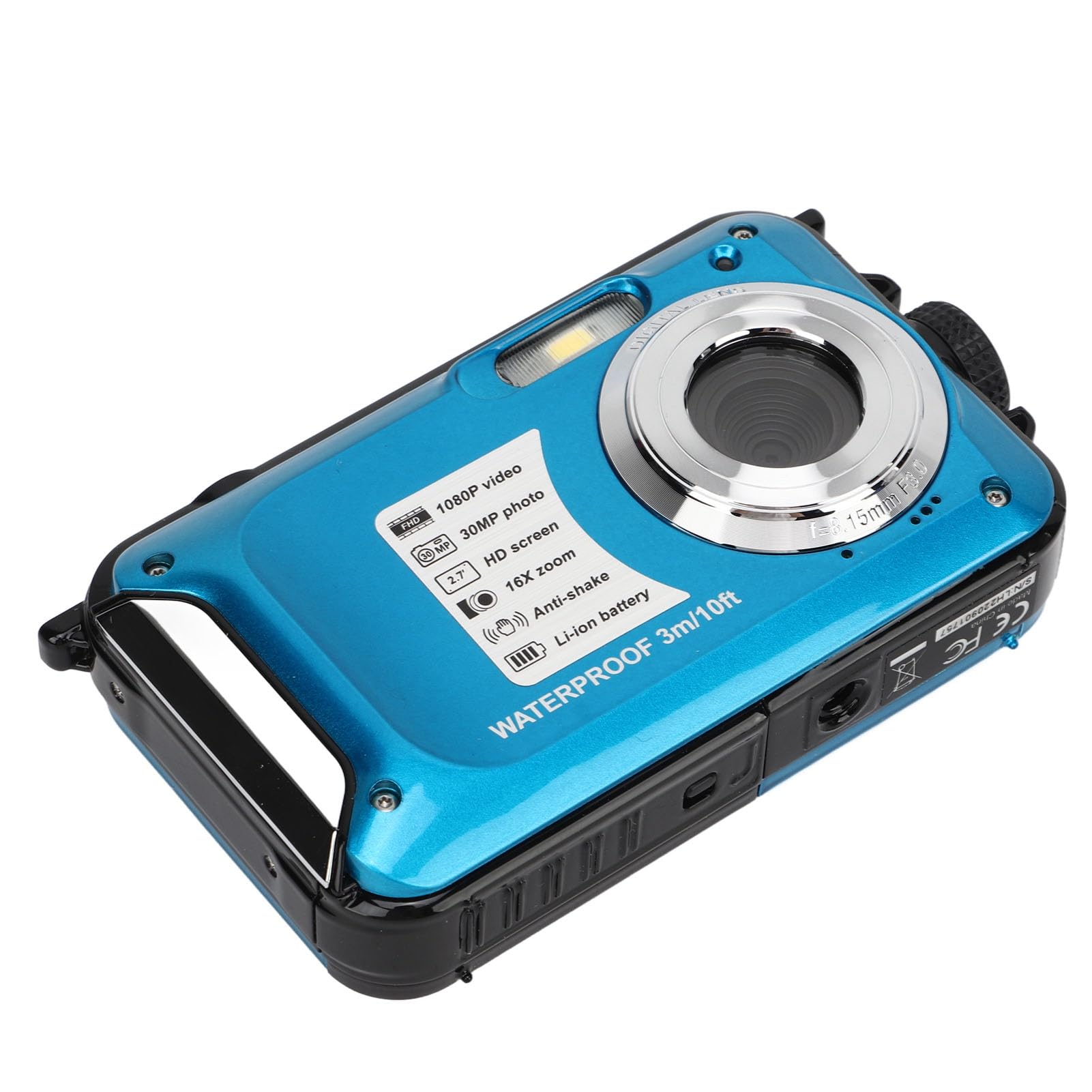 Fotocamera Subacquea, 1080P 30MP con Display LCD Fotocamera Digitale Impermeabile per Campeggio Snorkeling