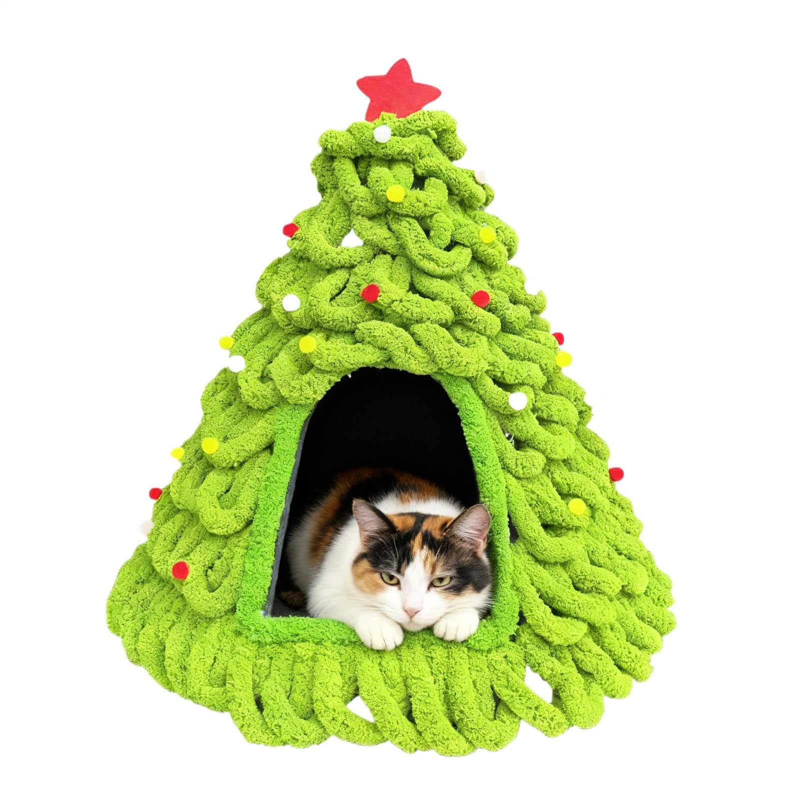 Cuccia per gatti, a maglia morbida, design a forma di albero, calda cuccia per gatti, per cuccioli, gattini e piccoli animali domestici, uso domestico per interni ed esterni, per animali
