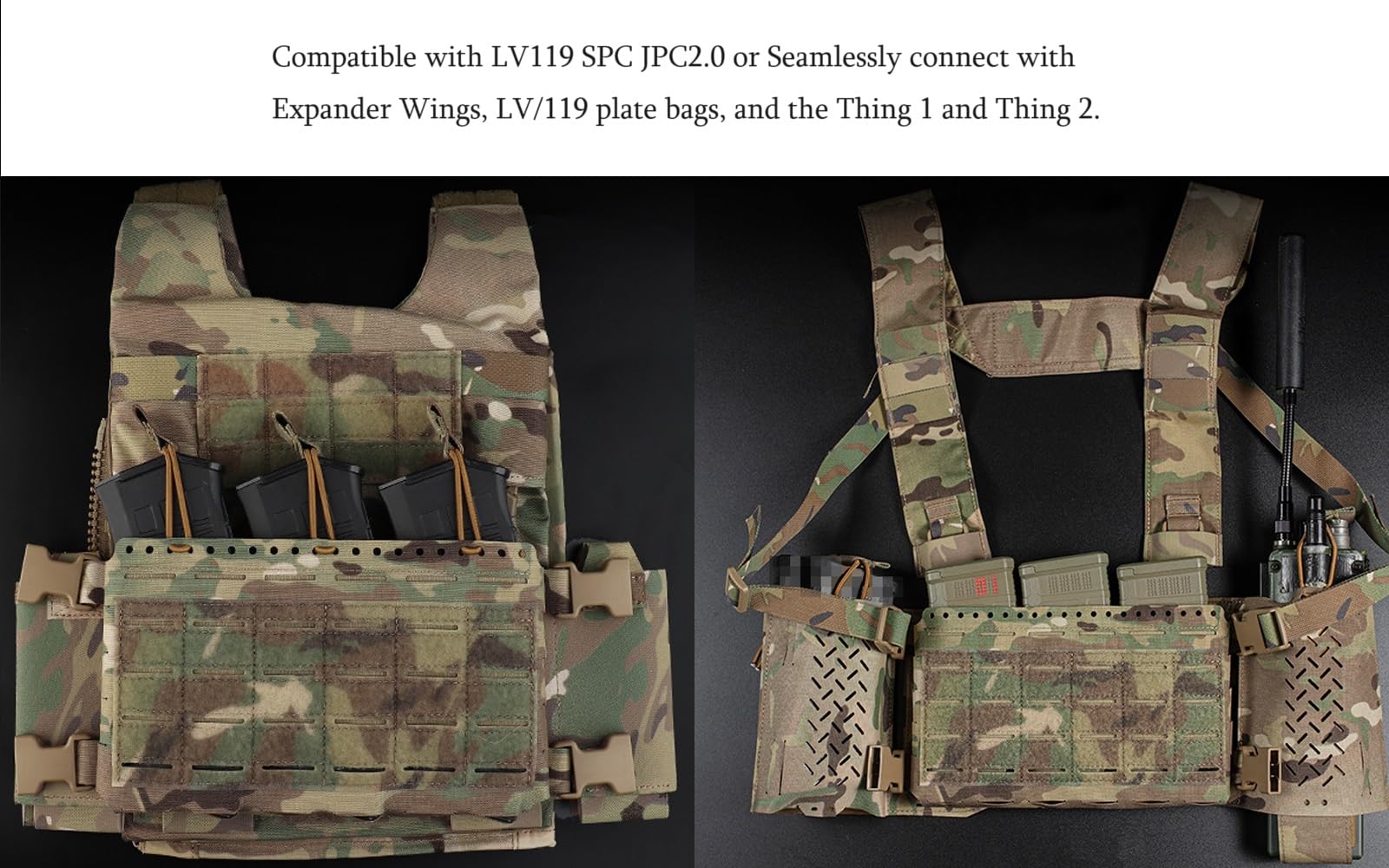 GYDEHUTJ MOLLE Chest Rig Mag Placard Hook Loop Airsoft Magazine Pouch Tactical Plate Carrier Vest Equipment