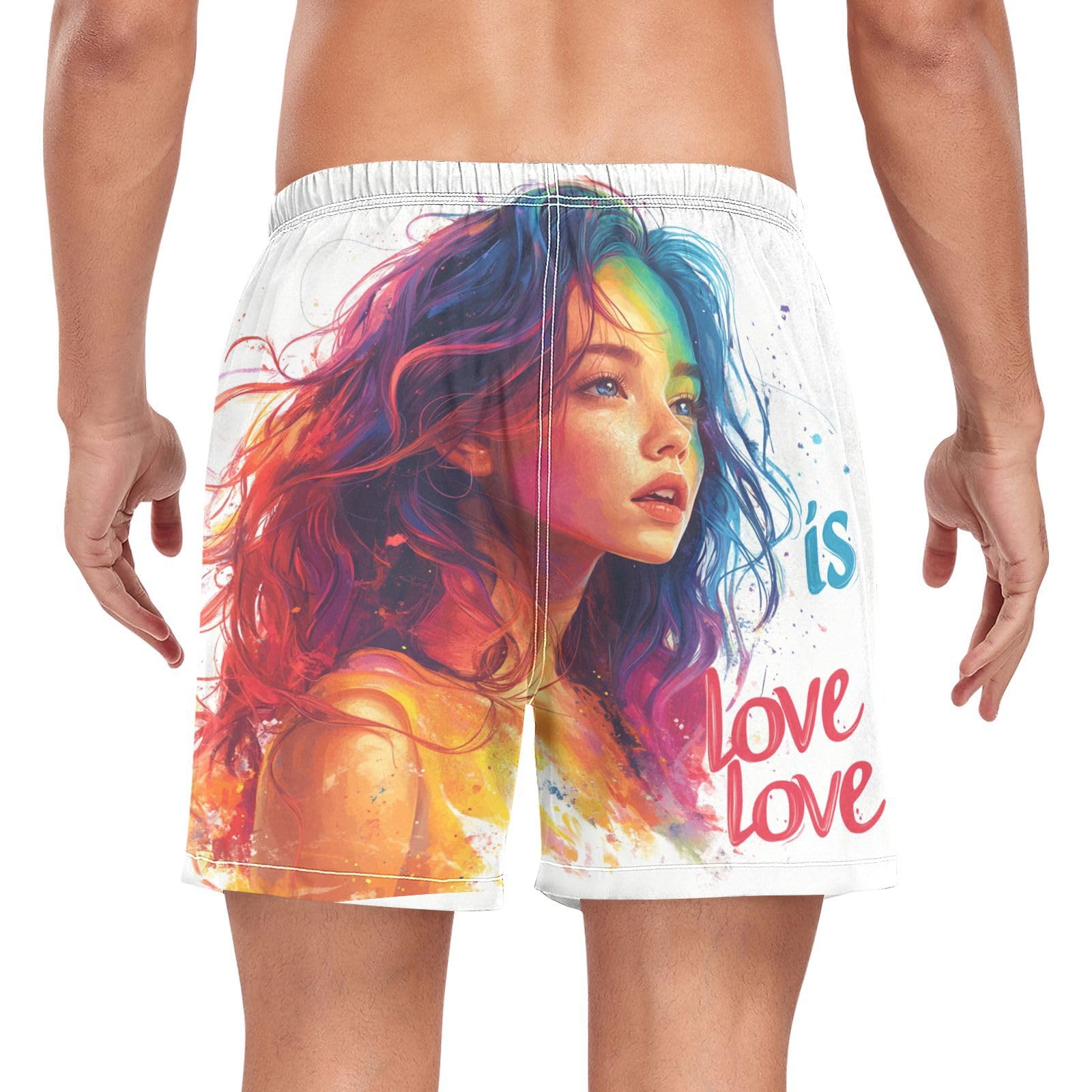 Yuiboo A Pride Month Men's Swimming Trunks Mens 2In1 Workout Shorts with Compression Liner Gym Shorts Quick Dry Multi