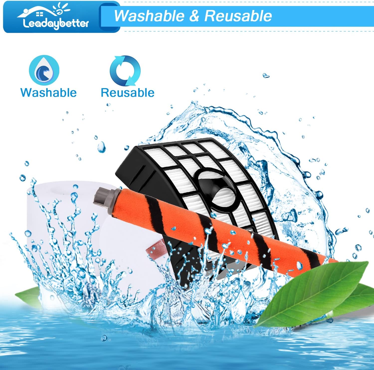 Leadaybetter Filter Replacement for Shark APEX DuoClean Lift-Away AX950 AX951 AZ1002 AZ1000 AZ1000W, 2 HEPA Filters, 4 Foam & Felt Filters, 1 Brush Roll, Compare to Part # XFF650 & XHF650 & 1173FT950 image 6 of 7 B09R6Z7L4G