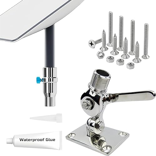 Soporte Starlink de acero inoxidable completo con adaptador para yate y barco RV Marine, base de trinquete ajustable de doble eje, acero inoxidable