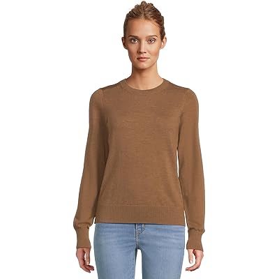 L.L.Bean Essential Merino Wool Crewneck Sweater toasted coconut heather