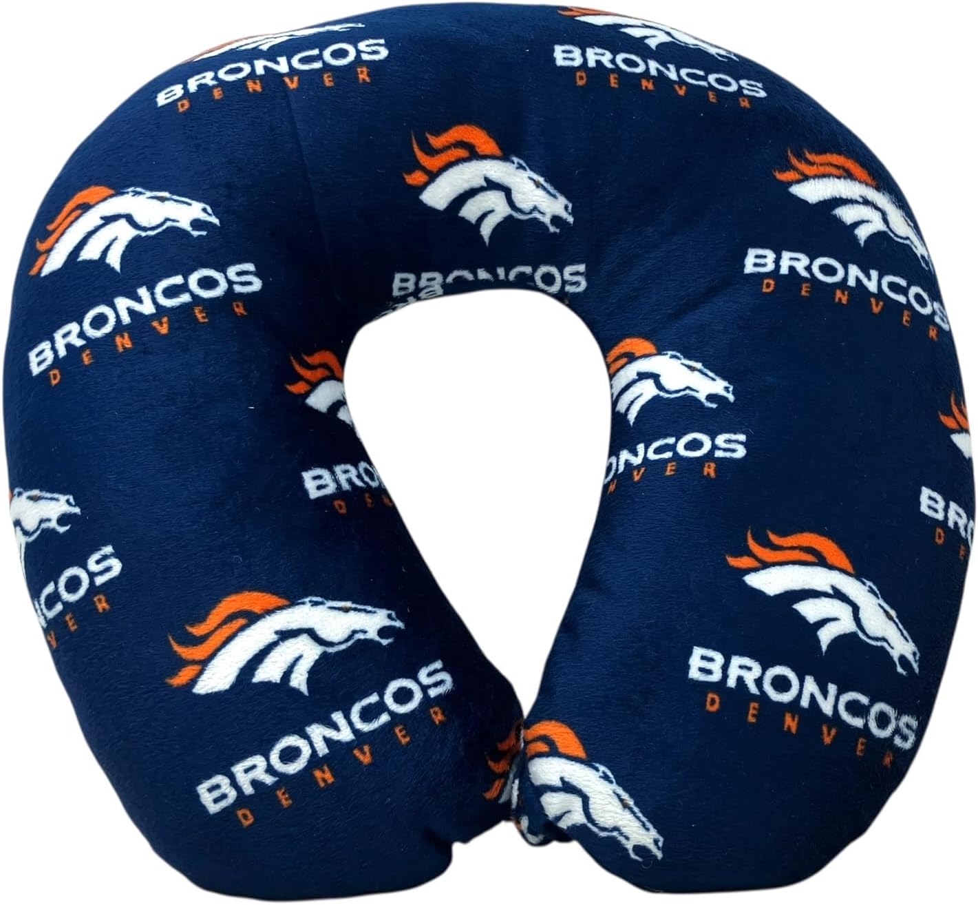 Pegasus Home Fashions NFL Denver Broncos U-Neck Polyester Repeat Team Logo Travel Pillow, One Size, Team Colors