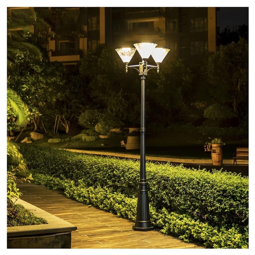QUSYZD 290Cm Outdoor Lamp Post Light with Diamond Lantern Design, Die-Cast Aluminum Body, Lampshade, Waterproof Ip55 Pole Light for Garden, Pathway, Patio, Backyard,C x 290cm