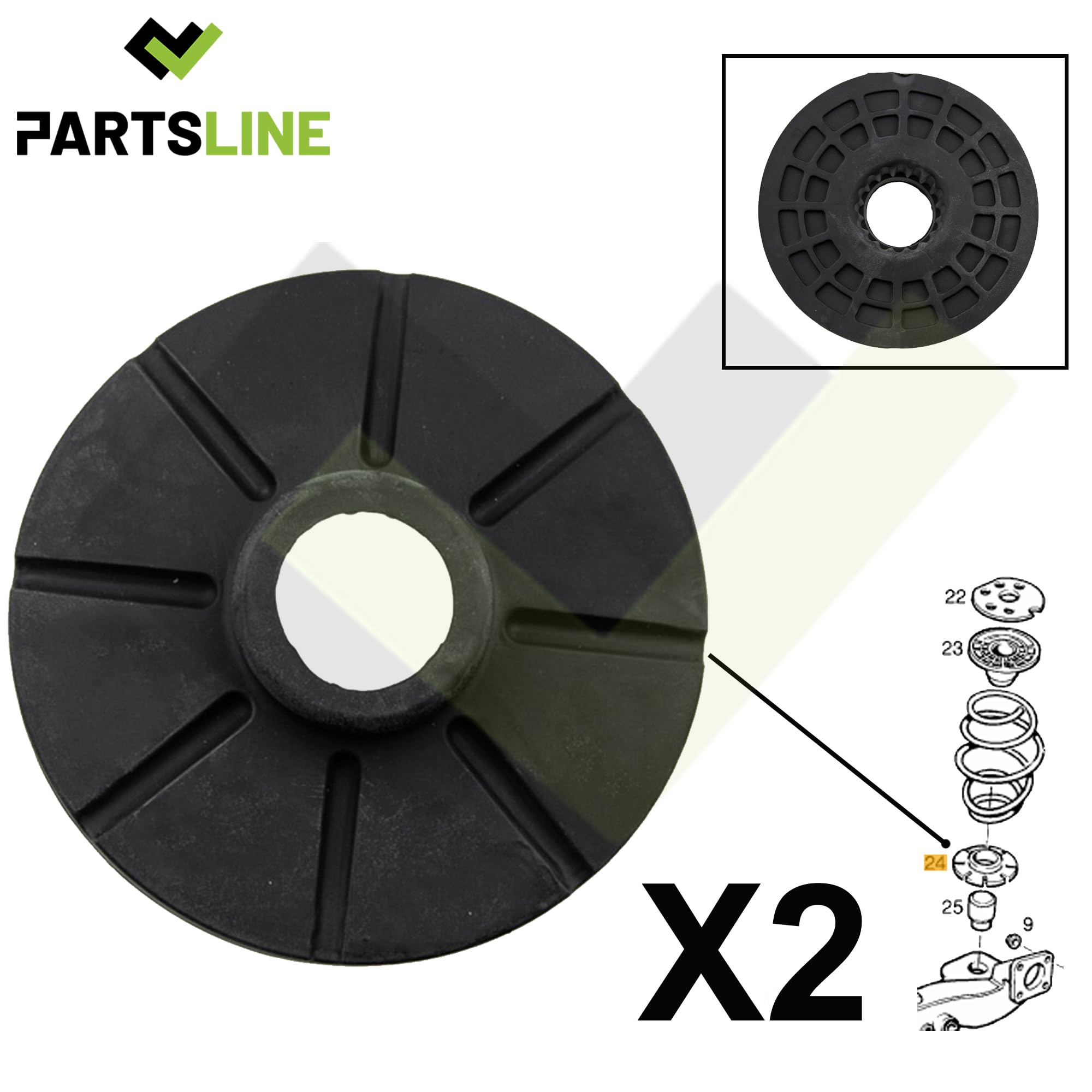 Partsline (Lot de 4) Coupelle inférieure ET supérieure de suspension d'essieu arrière compatible avec Astra G, Astra H, Kadett D, Kadett E, Zafira A, Zafira B 90576351 90305263