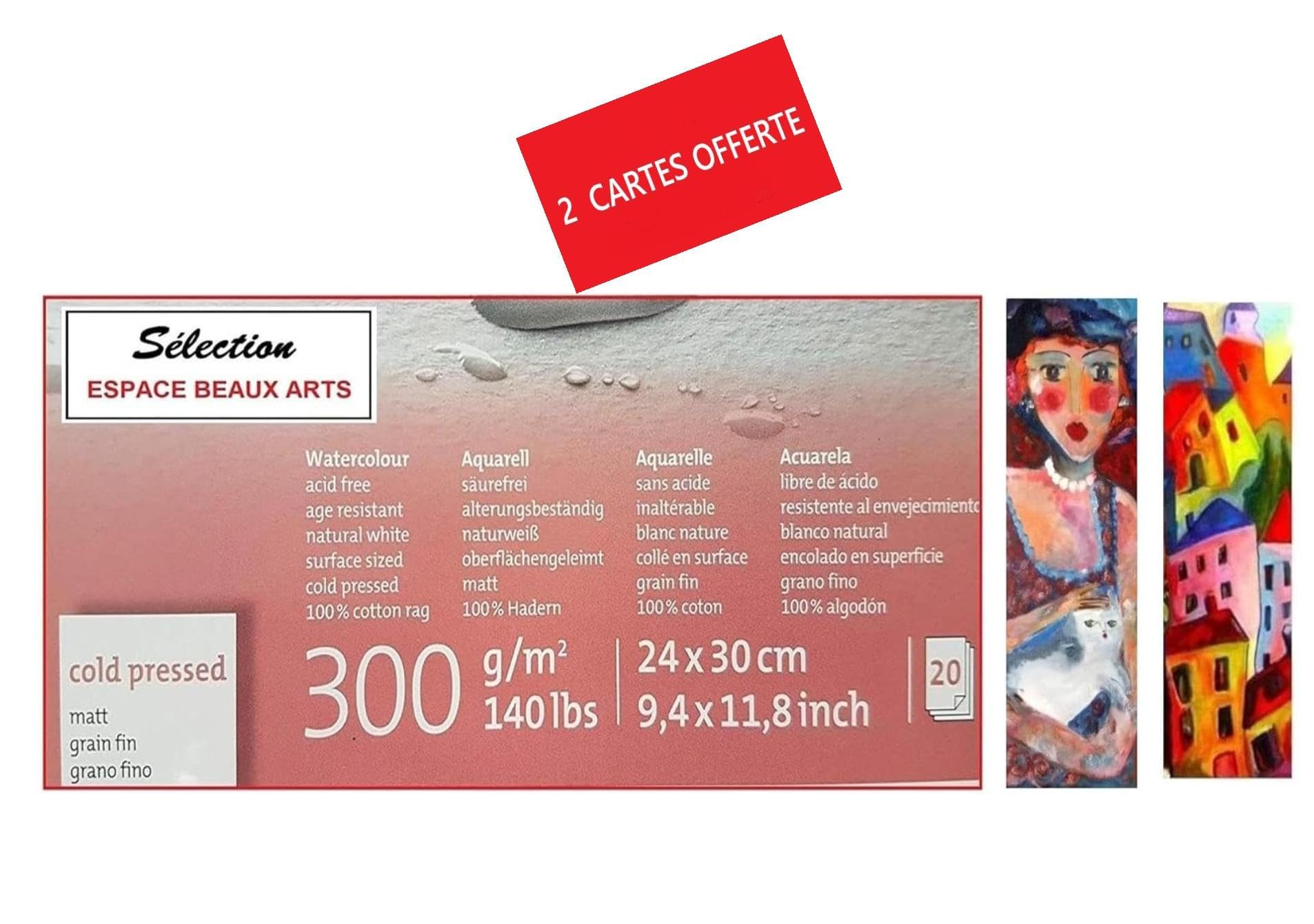 Hahnemühle - Cartone per acquerelli Expression, 100% cotone, opaco, 300 g/m2, 24 x 30 cm, 20 fogli, made in Germany