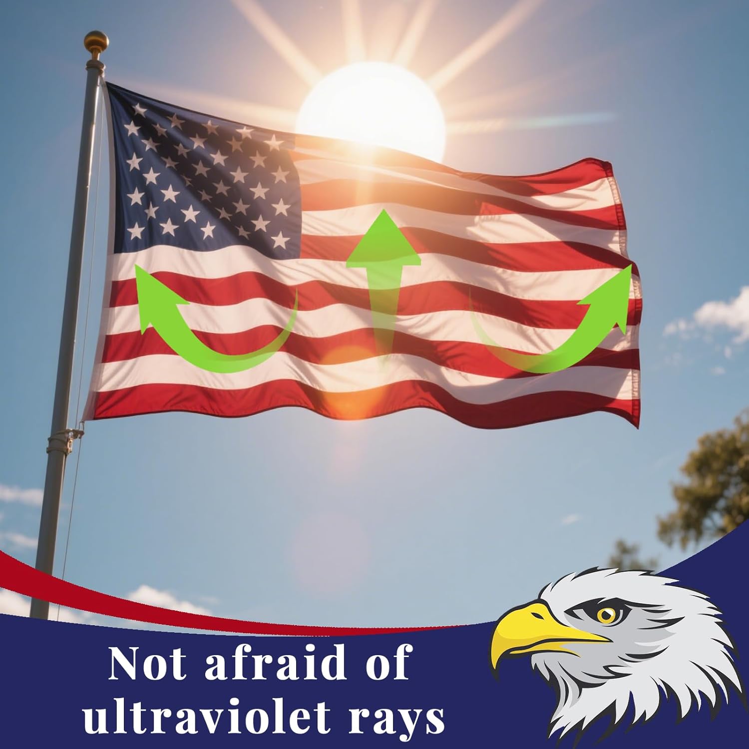 American Flag 3x5FT Outdoor Heavy Duty, American Flag with Embroidered Stars, Heavy 210D Oxford Flag, Sewing Stripes, Brass Buckles, Bright Colors Outdoor and Indoor, All Weather Protection - Image 2