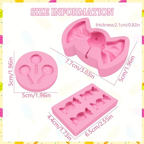 Miniatura 6 de Moldes de fondant de piruleta 3 piezas moldes de decoración de pasteles en forma de caramelo para hornear cupcakes chocolate artesanía de azúcar