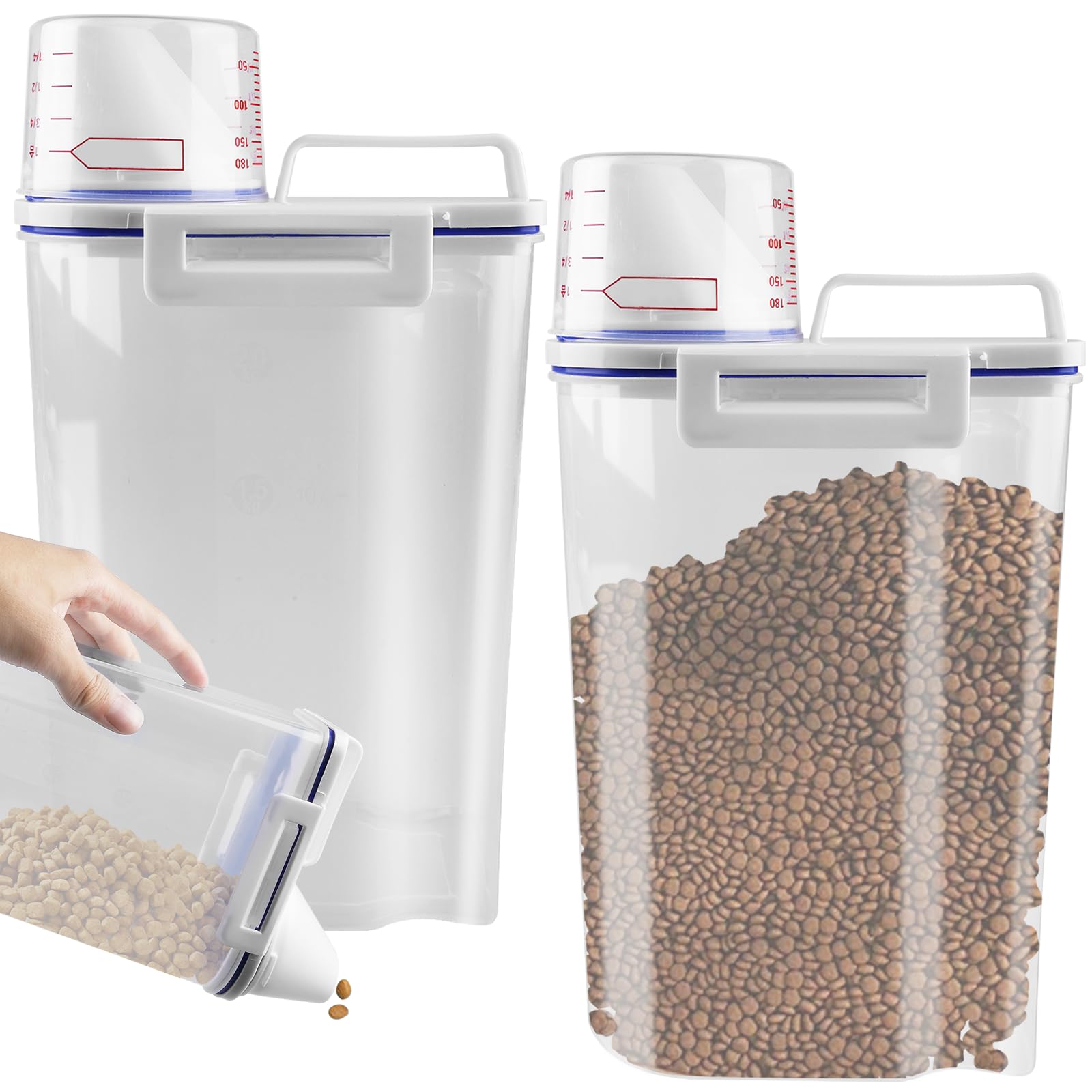 Boîte de rangement et distributeur hermétique 2,5 l 2 pièces avec bec verseur, boîte de conservation de nourriture pour chat