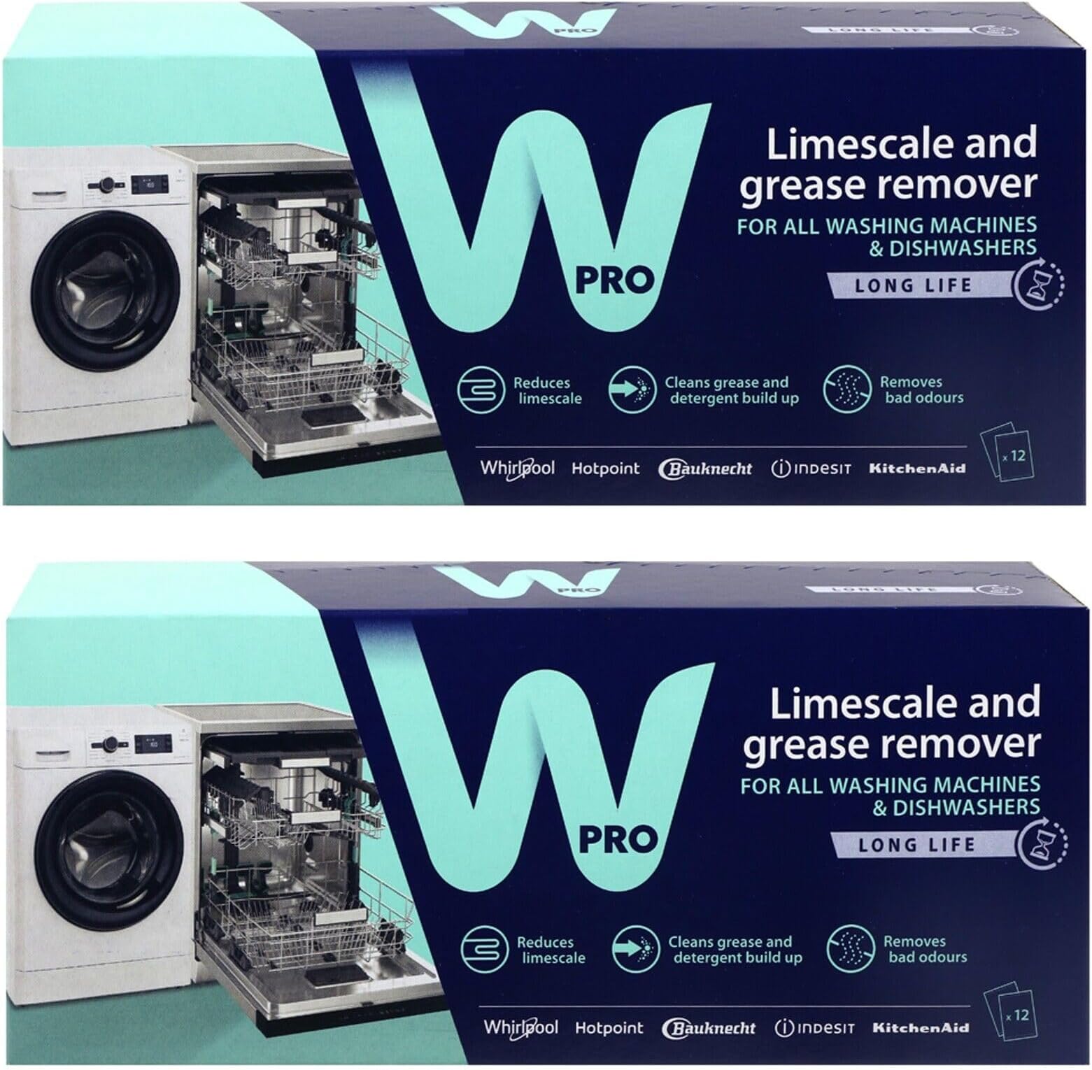 Dishwasher 3in1 Limescale Descaler & Detergent Remover 24 x 50g Sachets (2 Packs)