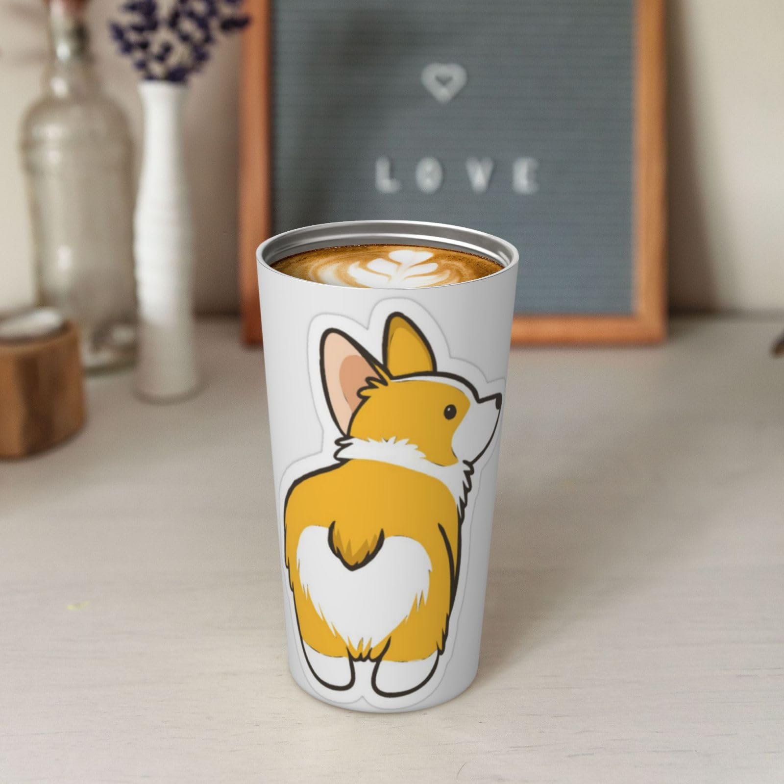 Cute Corgi Butt Printed Carry Izolowany kubek do kawy Kubek samochodowy Przenośny kubek ze słomką samochodową