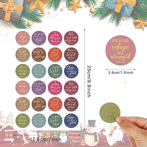 Vista 2 de 600 piezas de calcomanías cristianas con versos bíblicos, 12 estilos, calcomanías doradas de fe de Jesús, calcomanías inspiradoras con citas
