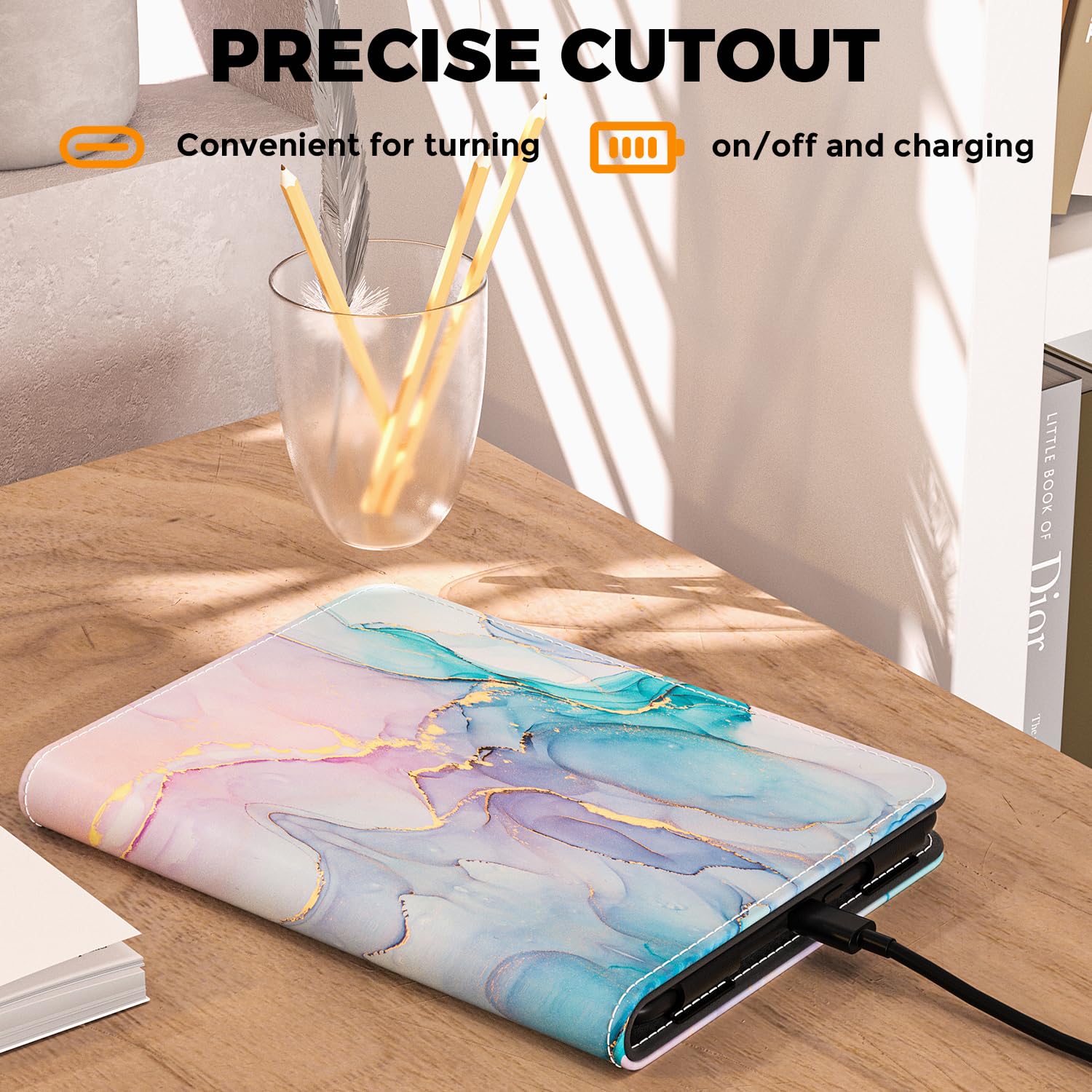 VORI Stand Case für Kindle Paperwhite (11th Generation-2021) und Kindle Paperwhite Signature Edition, PU Leder Hülle Smart Schutzhülle mit Auto Wake/Sleep und Handschlaufe