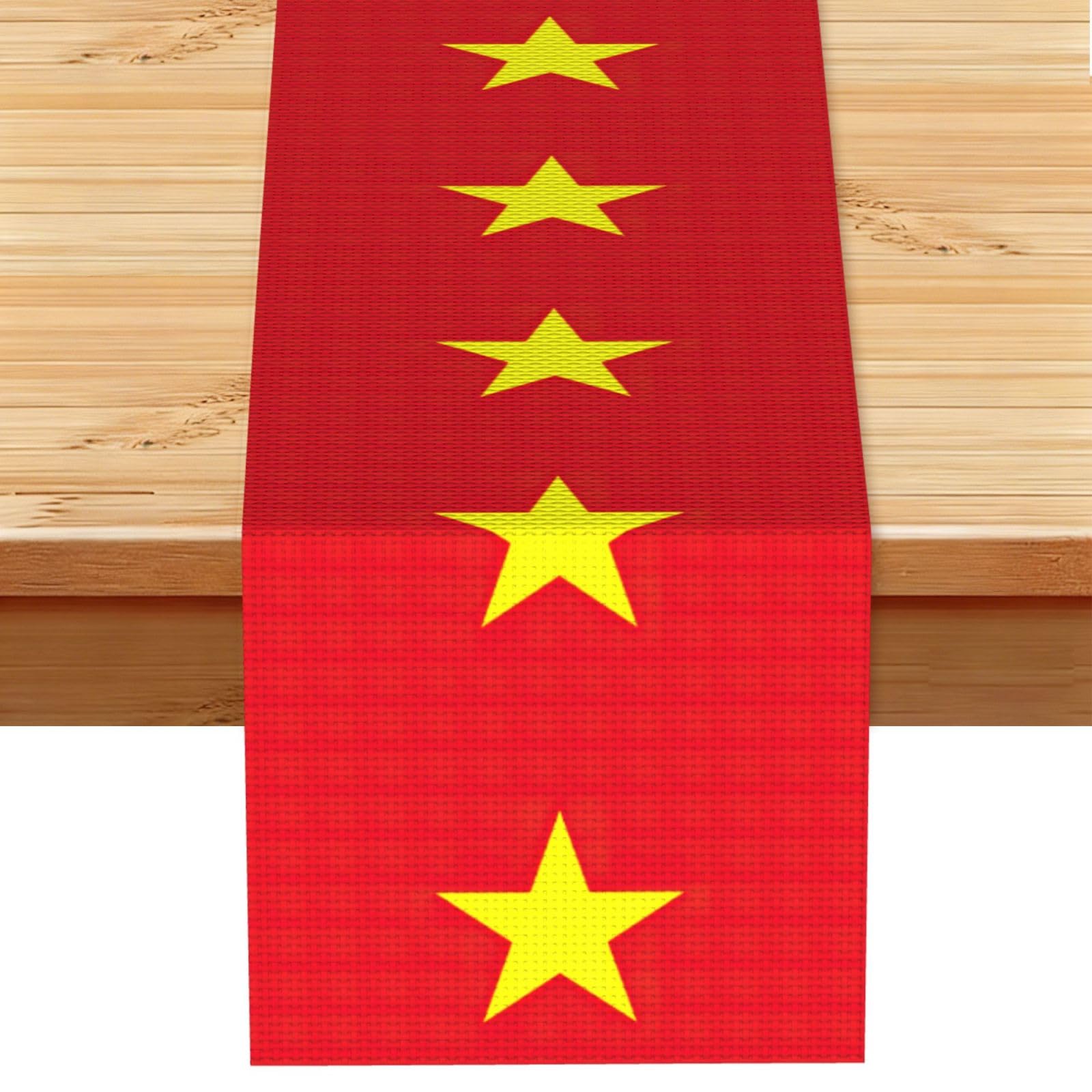 Vietnamese flag Vintage Style Table Runner 13x72in, Soft Printed Centerpieces for Tables, Kitchen, Countertops & Dining Area Home Decor