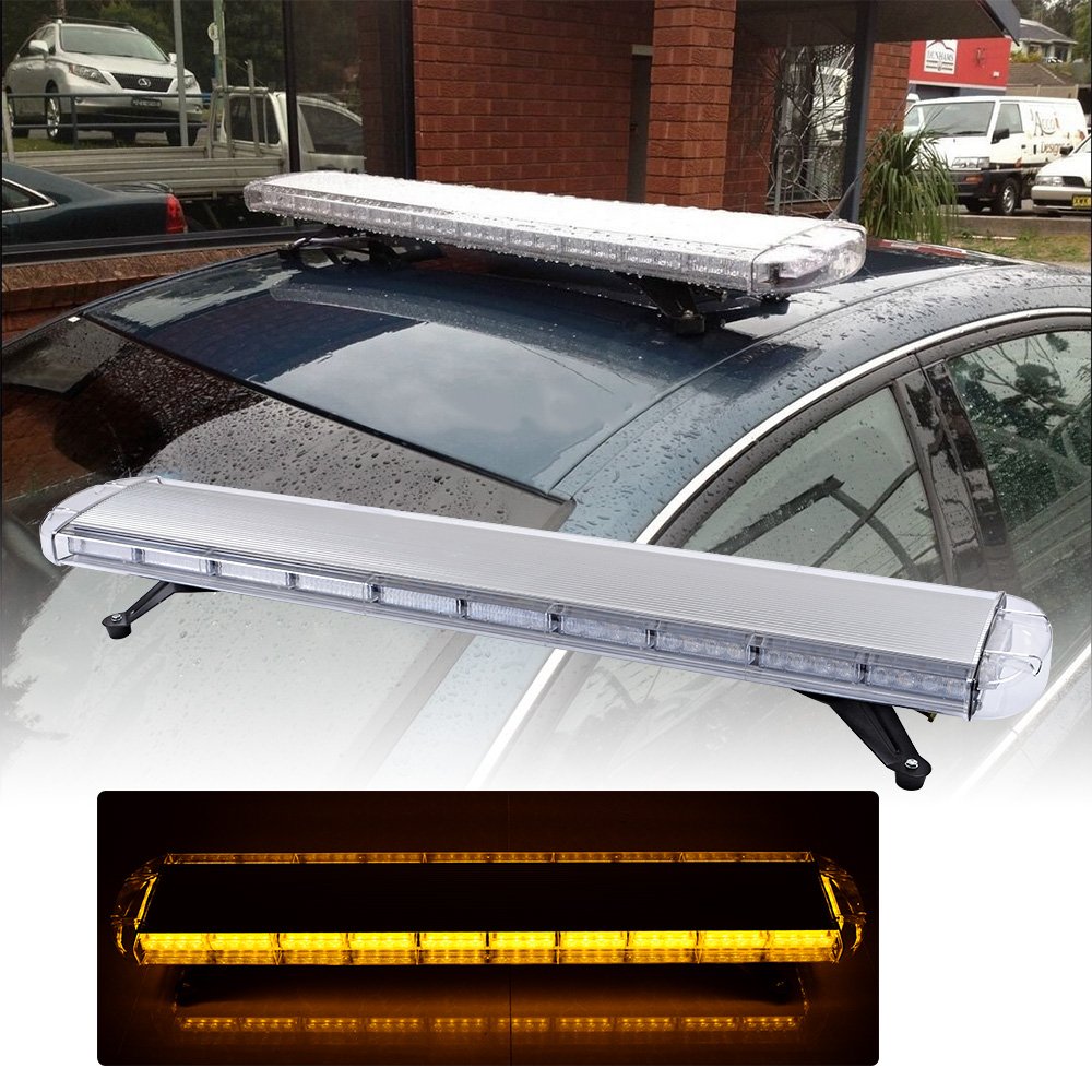 Astra Depot Combo AMBER 88W 47 inch (8-LED Emergency Beacon Strobe Light Bar + 16pcs 2-LED Flashing Control Grille Strobe Light Warning Hazard Car Tow Truck Plow