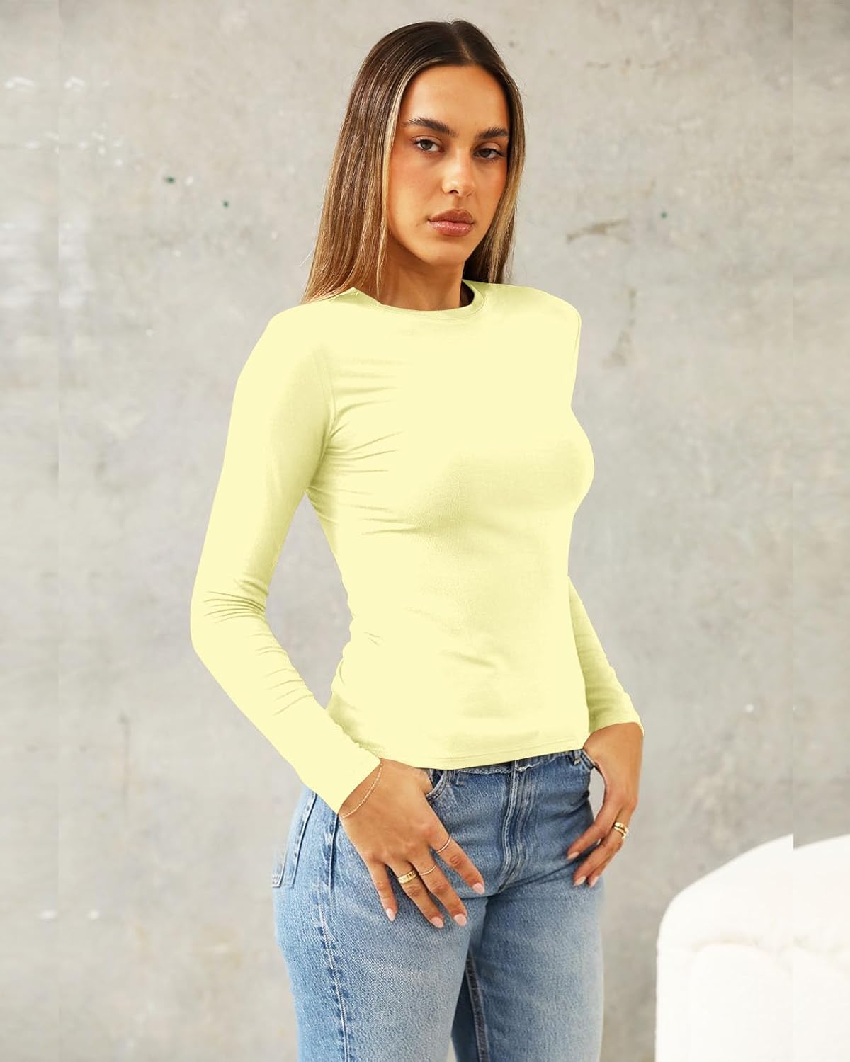 Abardsion Women's Long Sleeve Shirts Spring 2026 Casual Basic Going Out Crop Tops Slim Fit Tight Y2K Clothes - Image 3