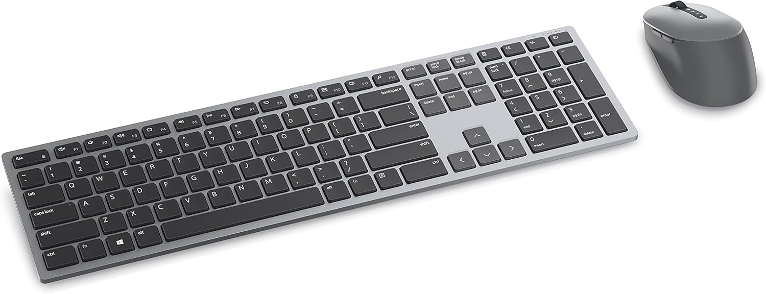 Dell KM7321W Wireless (RF/Bluetooth) Keyboard and Mouse Combo with Programmable Keys and Mouse Buttons, Up to 36 Months Battery Life, 3 Year Warranty Replacement Warranty - Titanium Grey