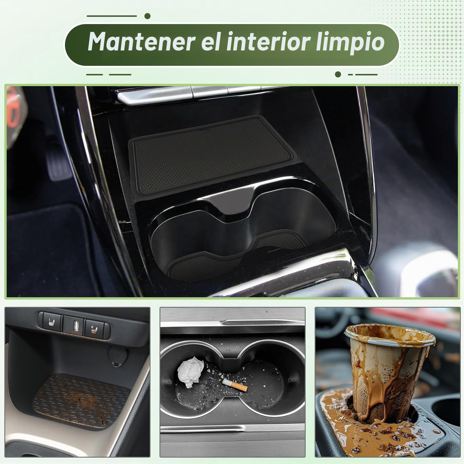 Compatible con Citroën C3 IV (CC21) 2024 2025 2026 Alfombrillas Antideslizantes Alfombrillas de Goma para Consola Central, Portavasos, Ranura Puerta (Negro)