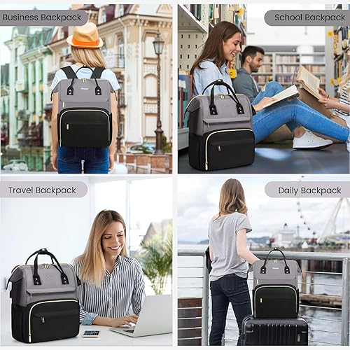 Miniatura 6 de LOVEVOOK - Mochila para portátil con monedero para mujer, mochila de moda para trabajo y viajes, mochila para computadora de negocios, mochila para