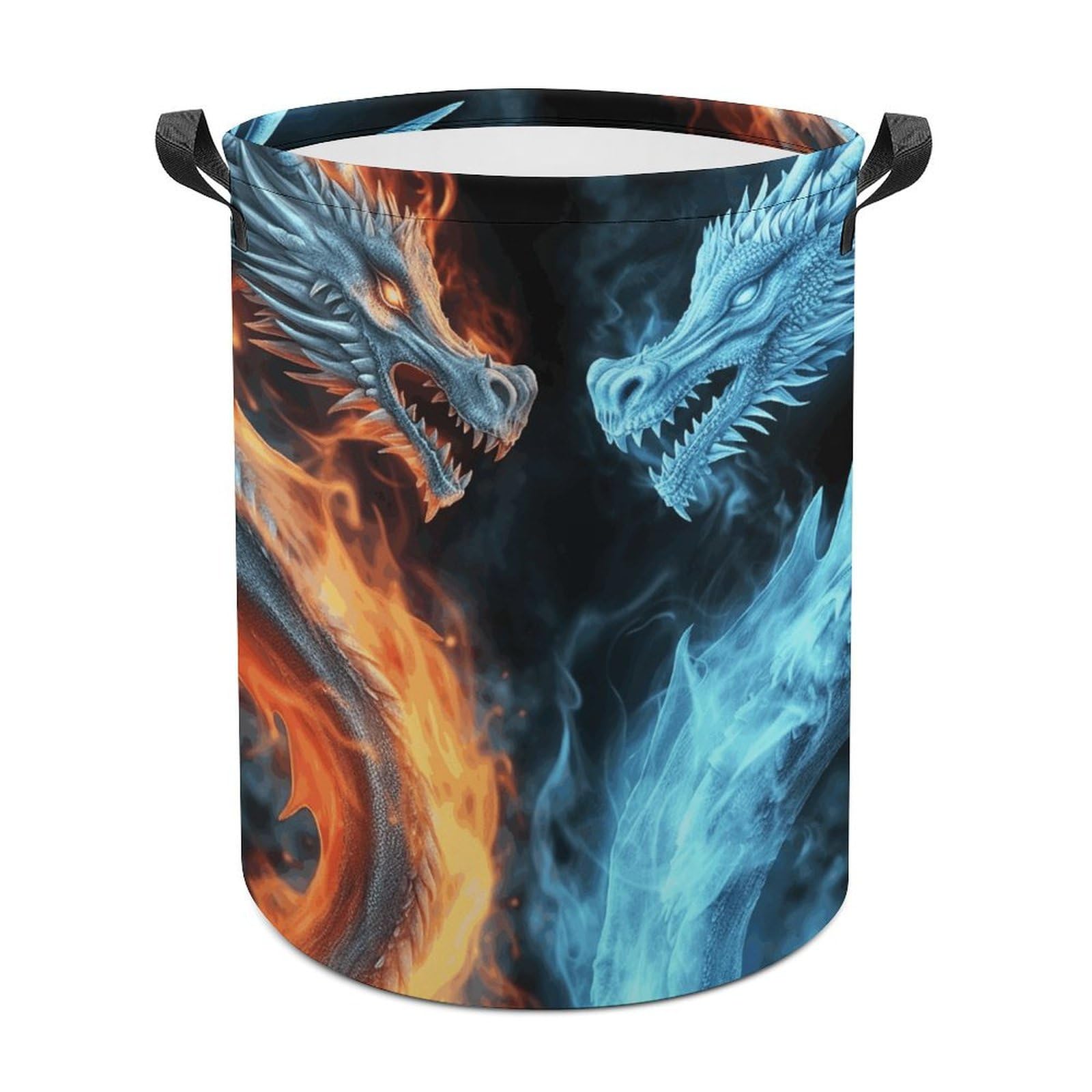 Ice And Fire Dragons Laundry Basket Large Foldable Laundry Hamper Waterproof Clothes Hamper with Handles Durable Dirty Clothes Storage Bucket for Bedroom Bathroom Laundry Room