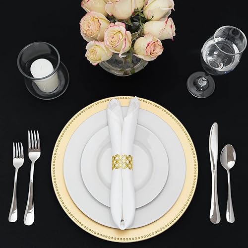 Miniatura 4 de Simply Elegant Placa de carga de plástico con borde estriado, placa de servicio para fiestas, cenas, bodas, quinceañeras y eventos, 13 pulgadas de