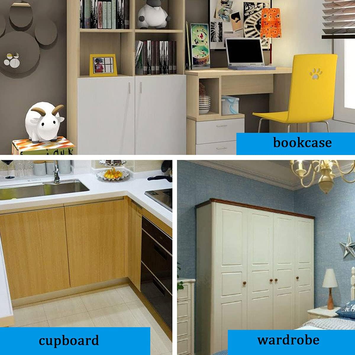 Push-to-Open Door Catch Cupboard Latch Double Touch Press for Cabinet Black 2Pcs