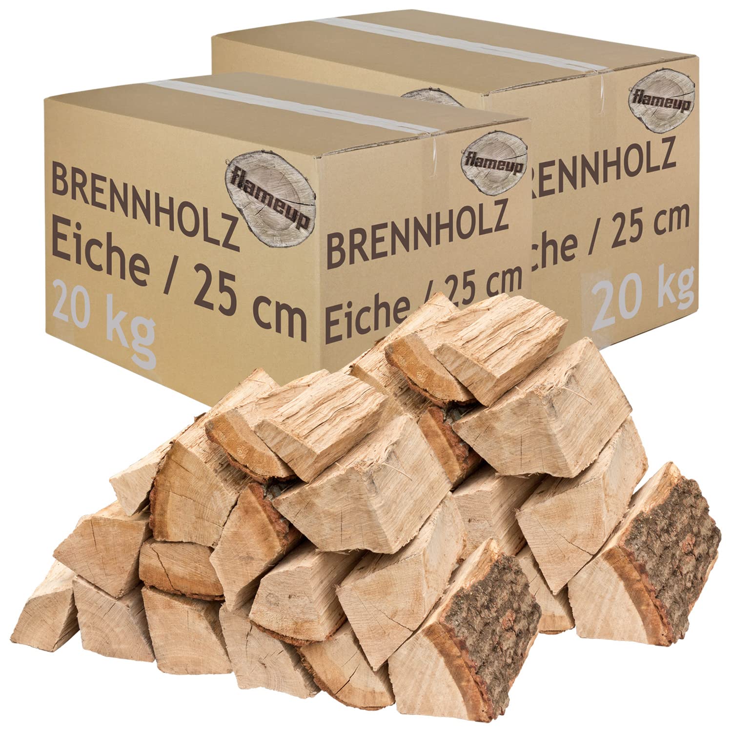 Legna da Ardere 40 kg Per Stufa e Camino Braciere Griglia Cestello per il Fuoco Ceppi 25 cm quercia flameup