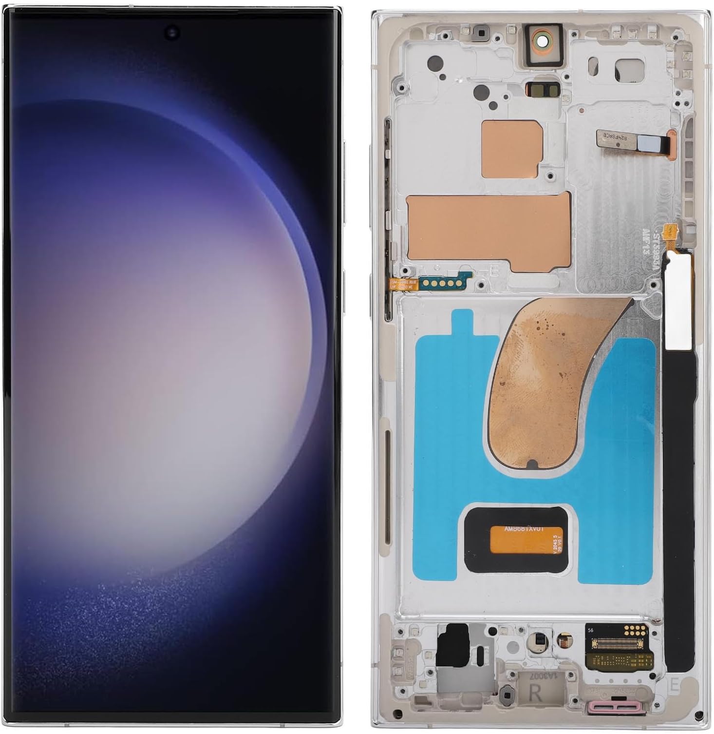 Dpofirs for S23 Ultra Screen Replacement, 6.8 Inch Phone Assembly with Tools, Digitizer Screen with Frame, for S23 Ultra 5G S918B EU International Version (Silver)