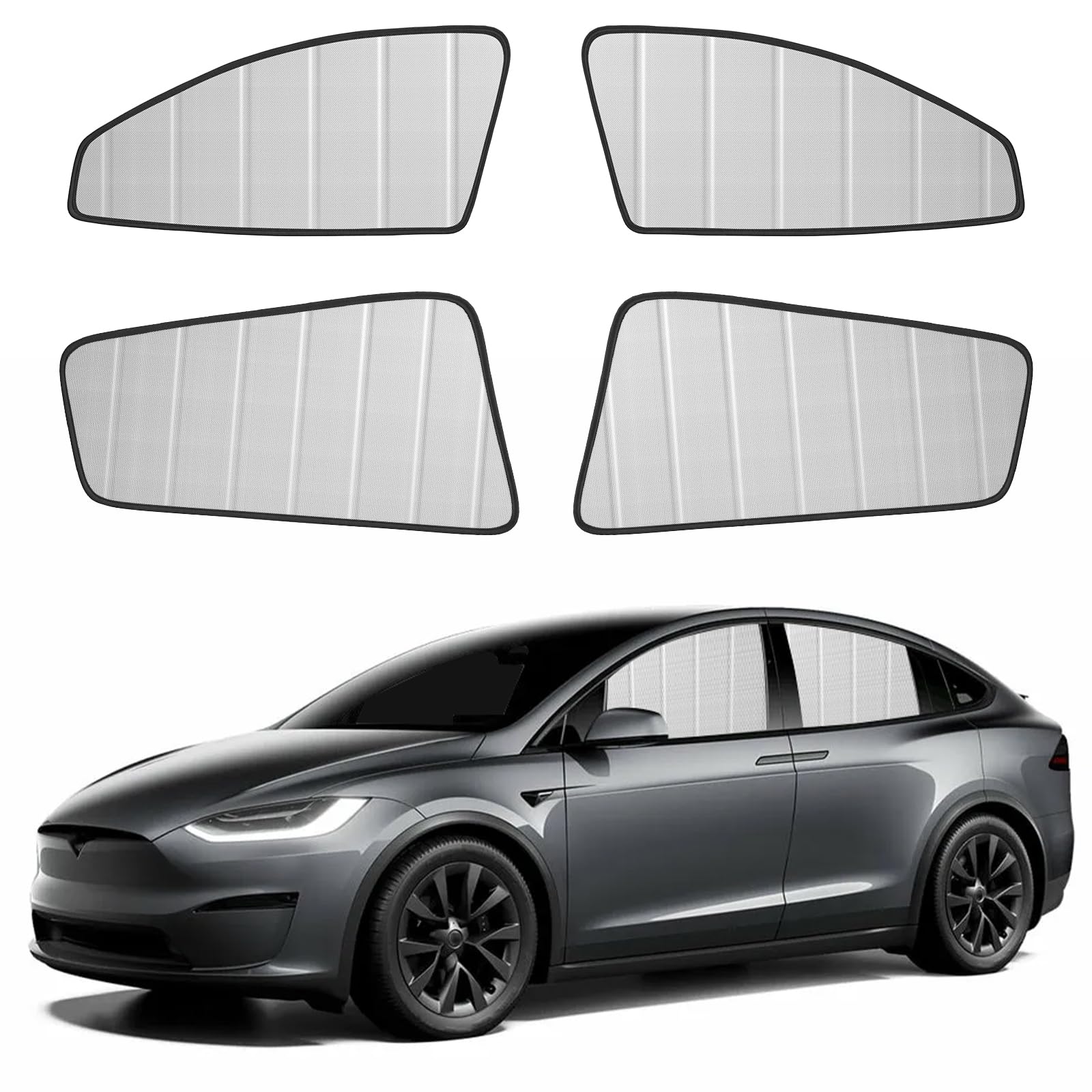 4 Pièces Pare Soleil Voiture pour Tesla Model Y 2019-2024 Vitres Latérales