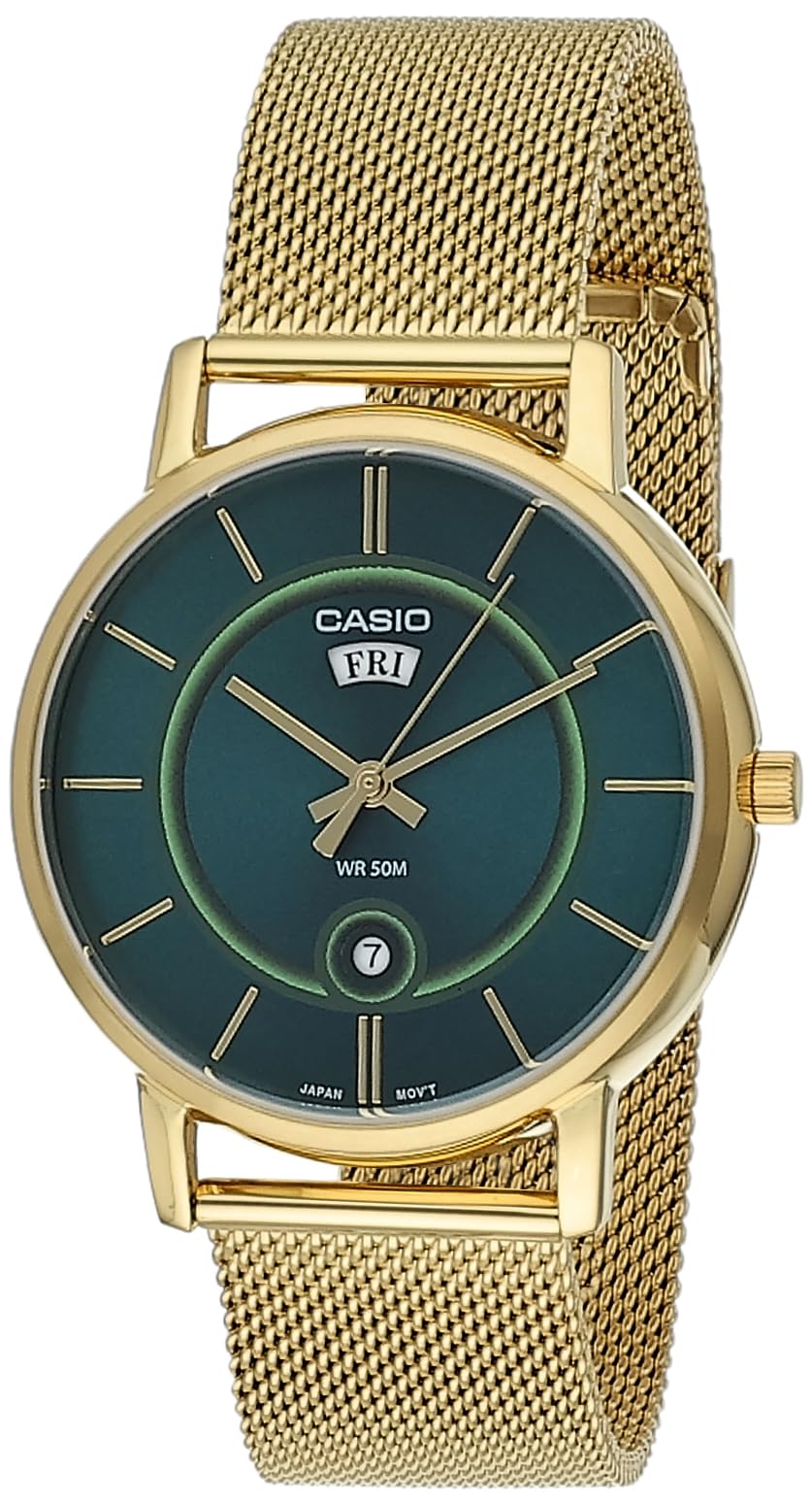 Casio MTP-​B120D-​1AVDF, Oro/​Verde, Bracciale