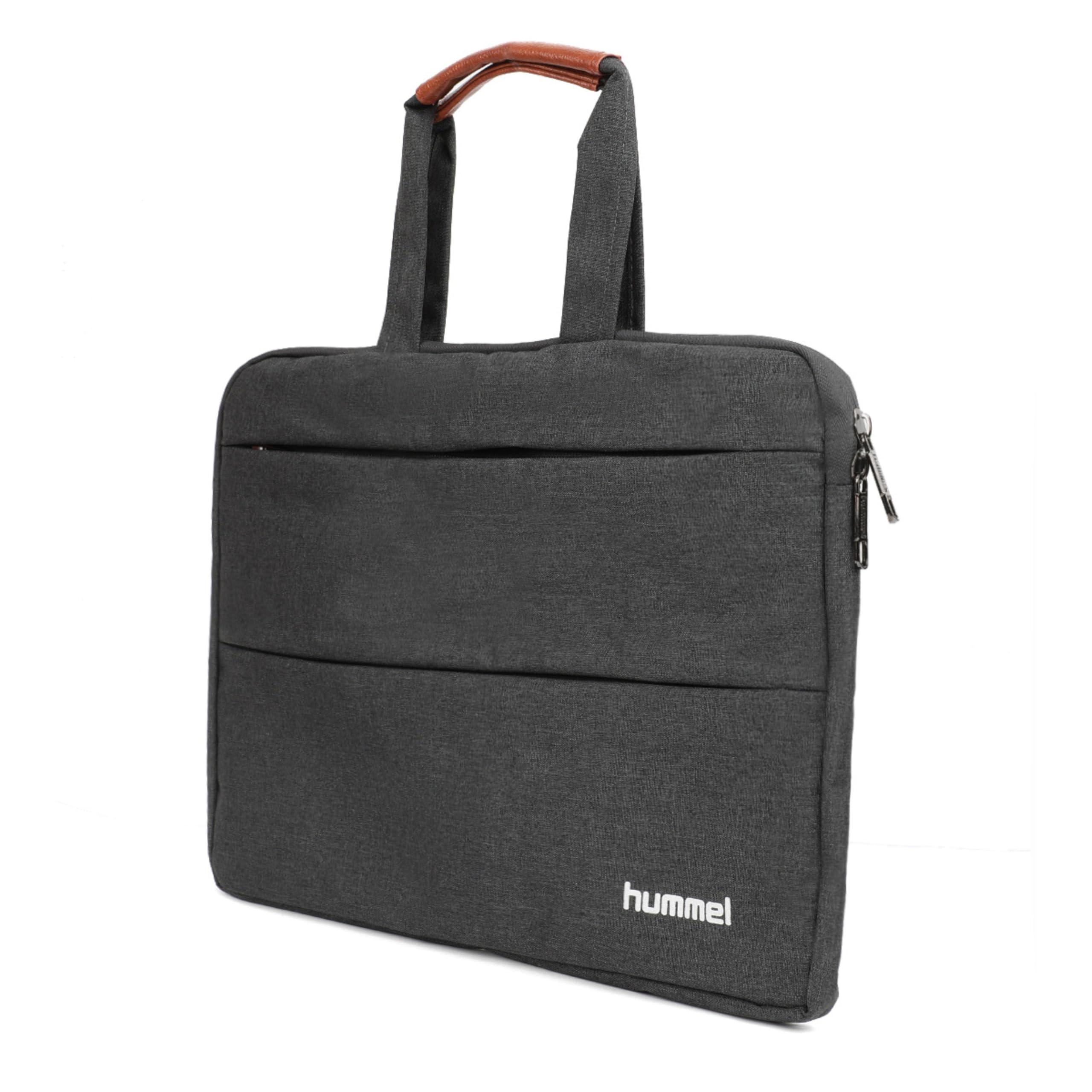 hummel Funda para portátil con asa, funda para laptop para hombres y mujeres, se adapta hasta 15.6 pulgadas, funda delgada y ligera para laptop y portátil con bolsillos, color gris