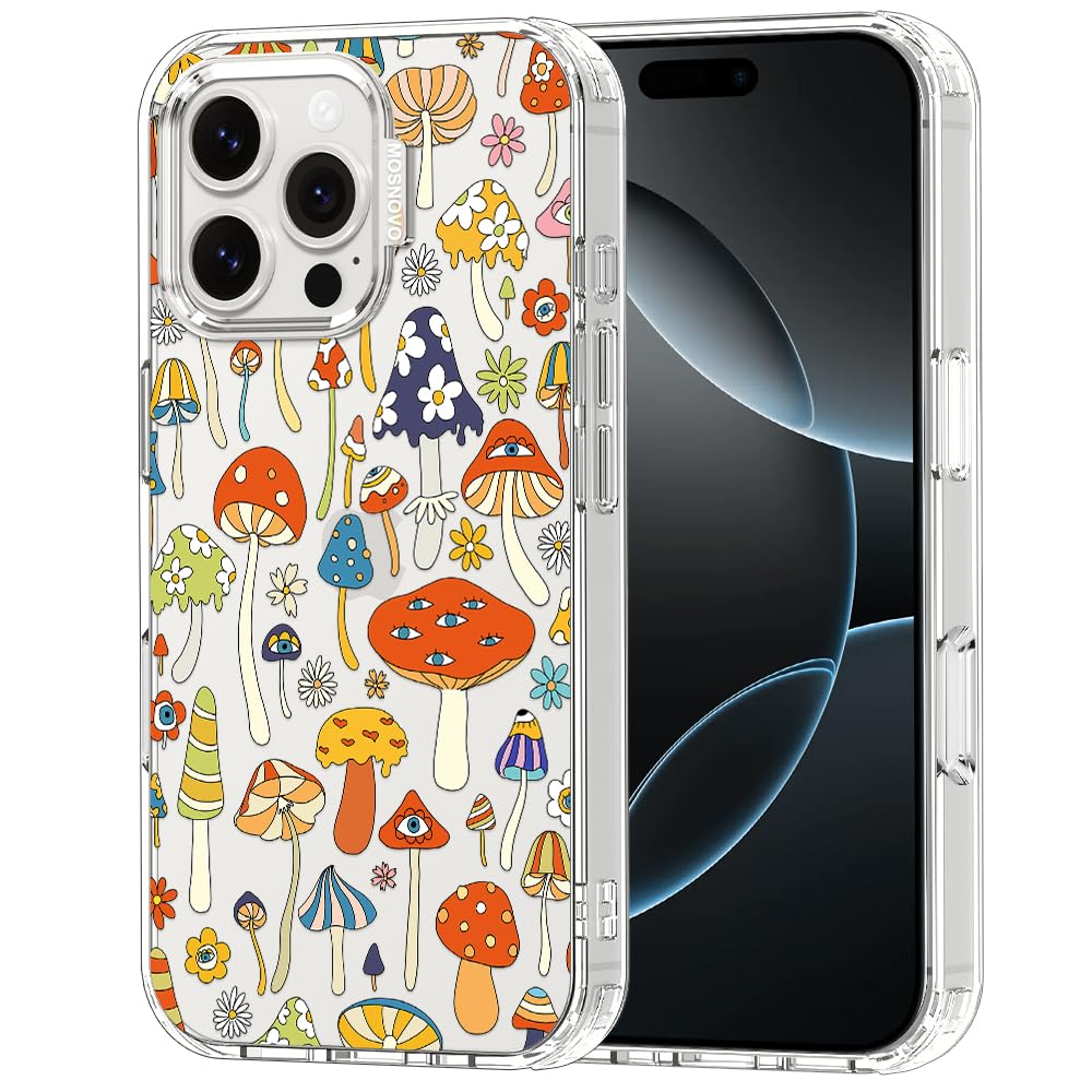 MOSNOVO Case for iPhone 16 Pro Max, [Buffertech 6.6ft Military-Grade Drop Protection] [Anti Peel Off Tech] Clear TPU Bumper Phone Case Cover Design -