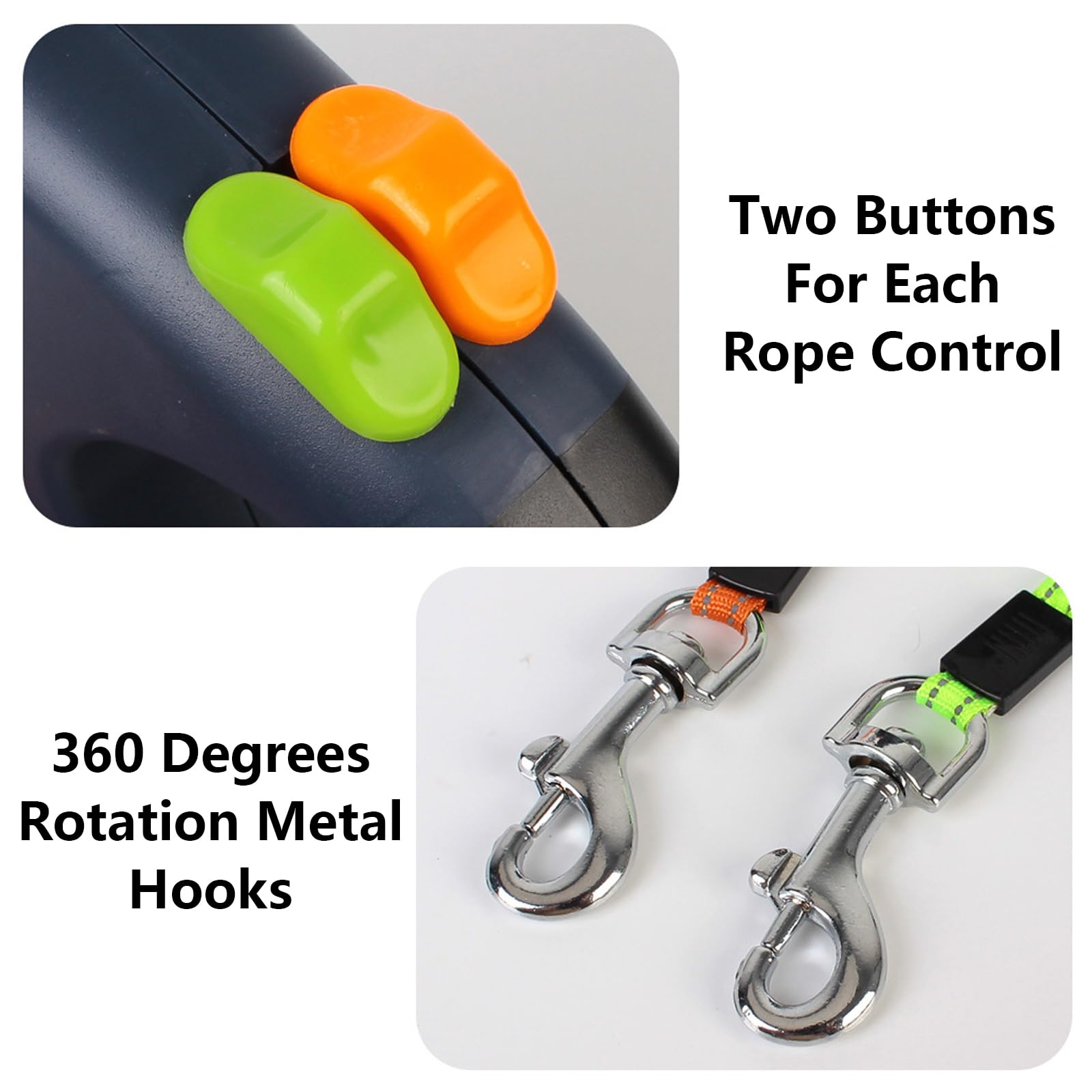 Laisse Double Pour Chien Rétractable Avec Deux Longs Cordons De 3 Mètres, Laisse Pour Chien Double à 360 ° Sans Enchevêtrement Pour Promener Deux Chiens Jusqu'à 50 LB