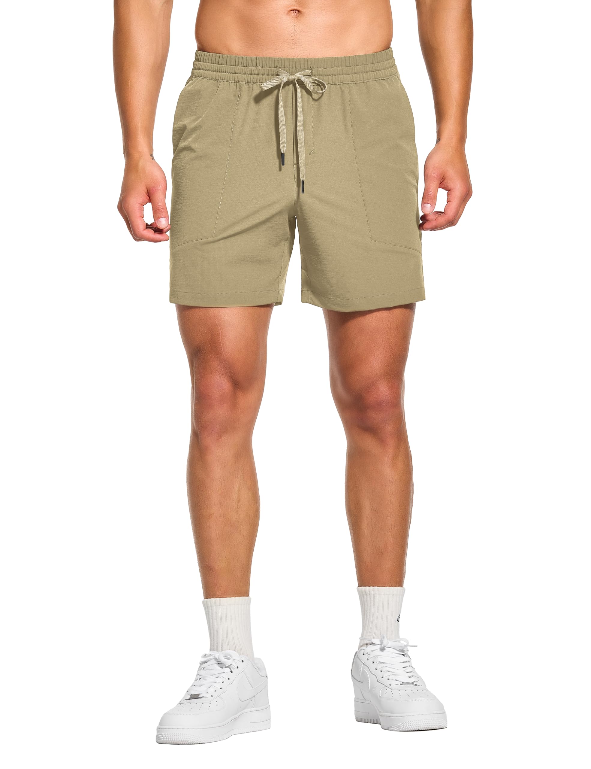 DEMOZU Short d'entraînement décontracté sans doublure pour homme - Séchage rapide - Pour la gym, la course à pied - Avec poches - 12,7 cm