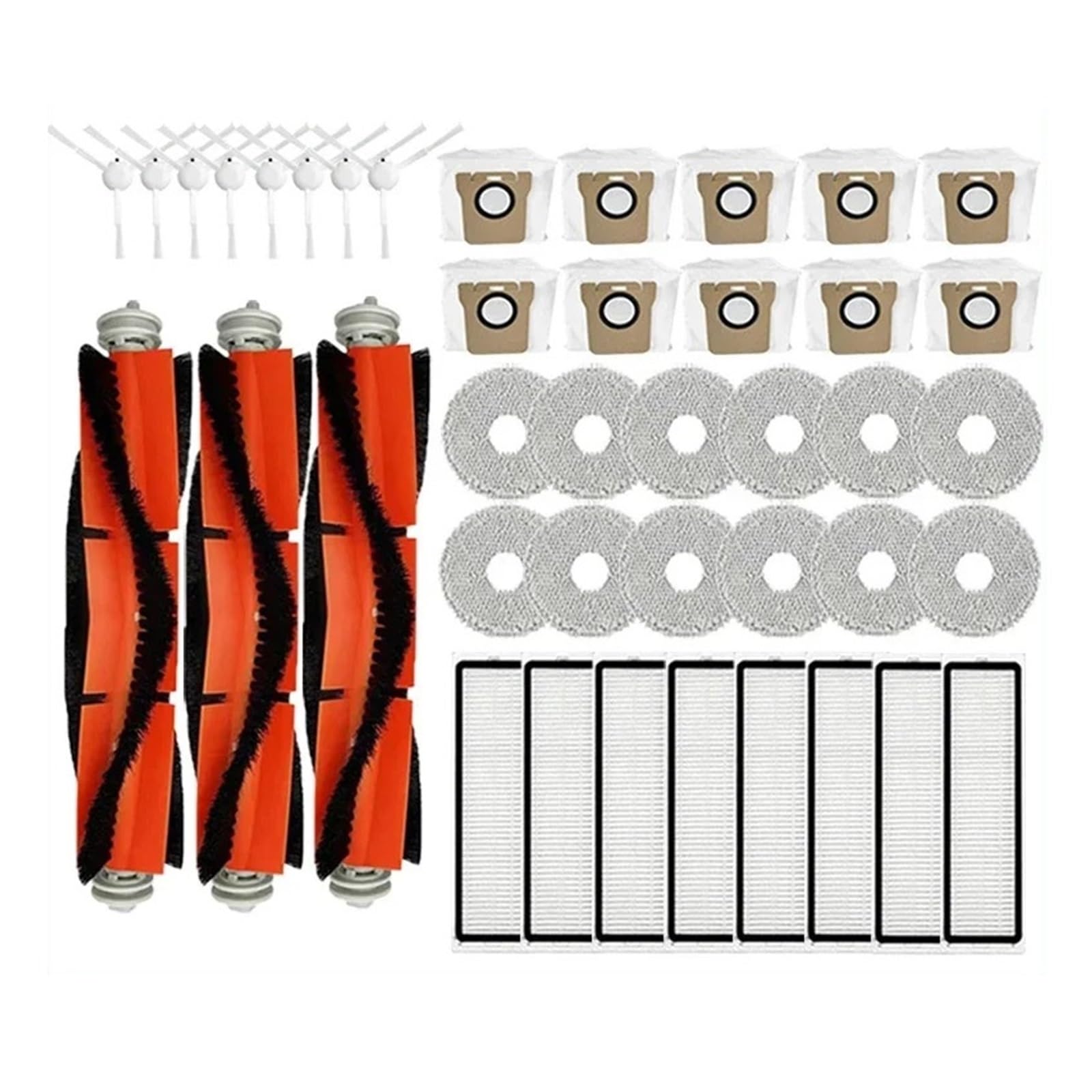 PORRSYDCD Main Side Brush Hepa Filter Mop Dust Bag Parts，Compatible With Mijia Omni 1S B101CN B116 X10+，Compatible With Dreame L10s Ultra / S10 Pro Accesories(41PCS)