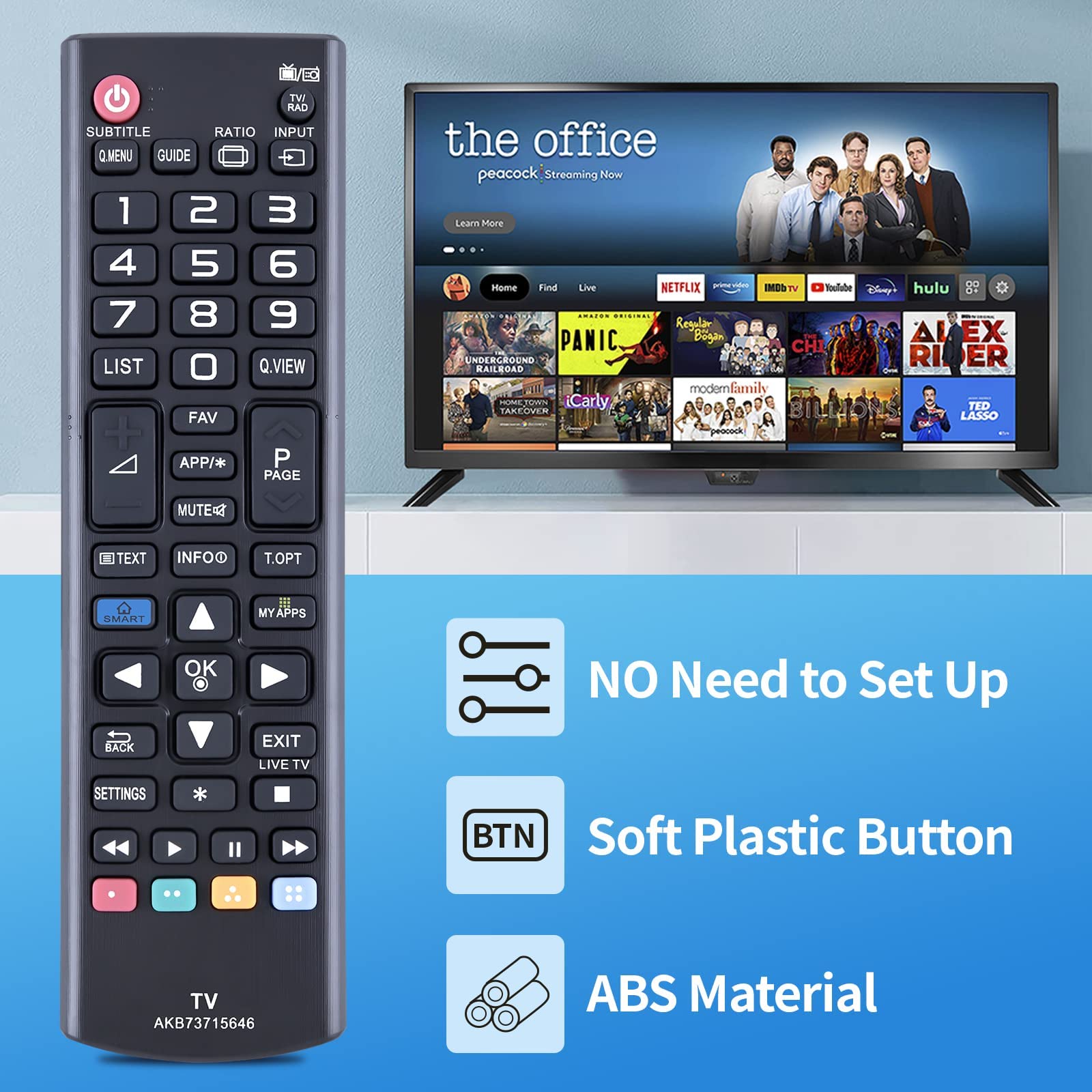 Telecomando Sostitutivo Per LG Smart TV - AKB73715646, Compatibile Con Modelli 19'', 22'', 24'', 39'', 40'', 42'' - Plug & Play - 3