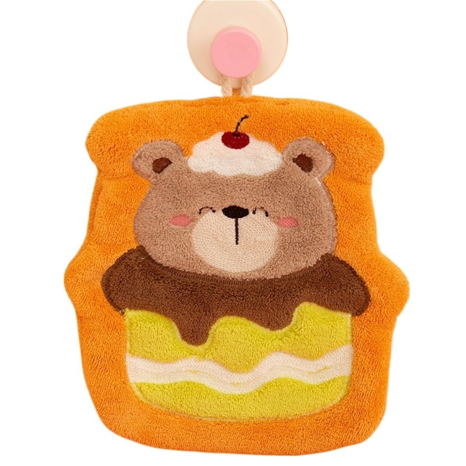 WSQHAO 3Pcs Animal Shape Cake Hand Towel - Soft Absorbent Kitchen Bathroom Cleaning Rag With Hangi for Hand(Color1)