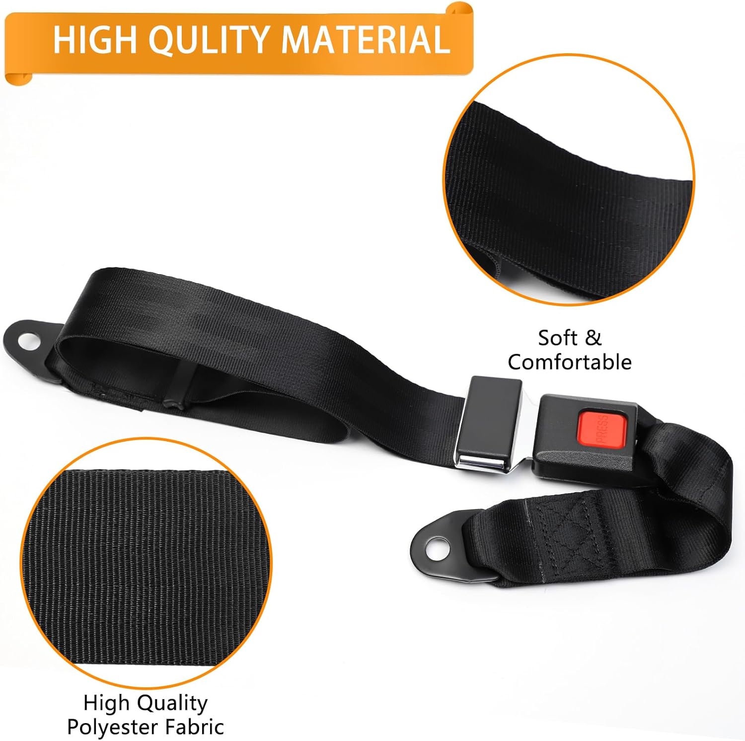 Universal Golf Cart Seat Belts Kit,Polyester Fabric Belt Adjustable & Lengthen Max Length 59",Fit for EZGO, Club Car, Yamaha Golf Cart Front and Rear Seat,DOC-Standard Safe and Durable