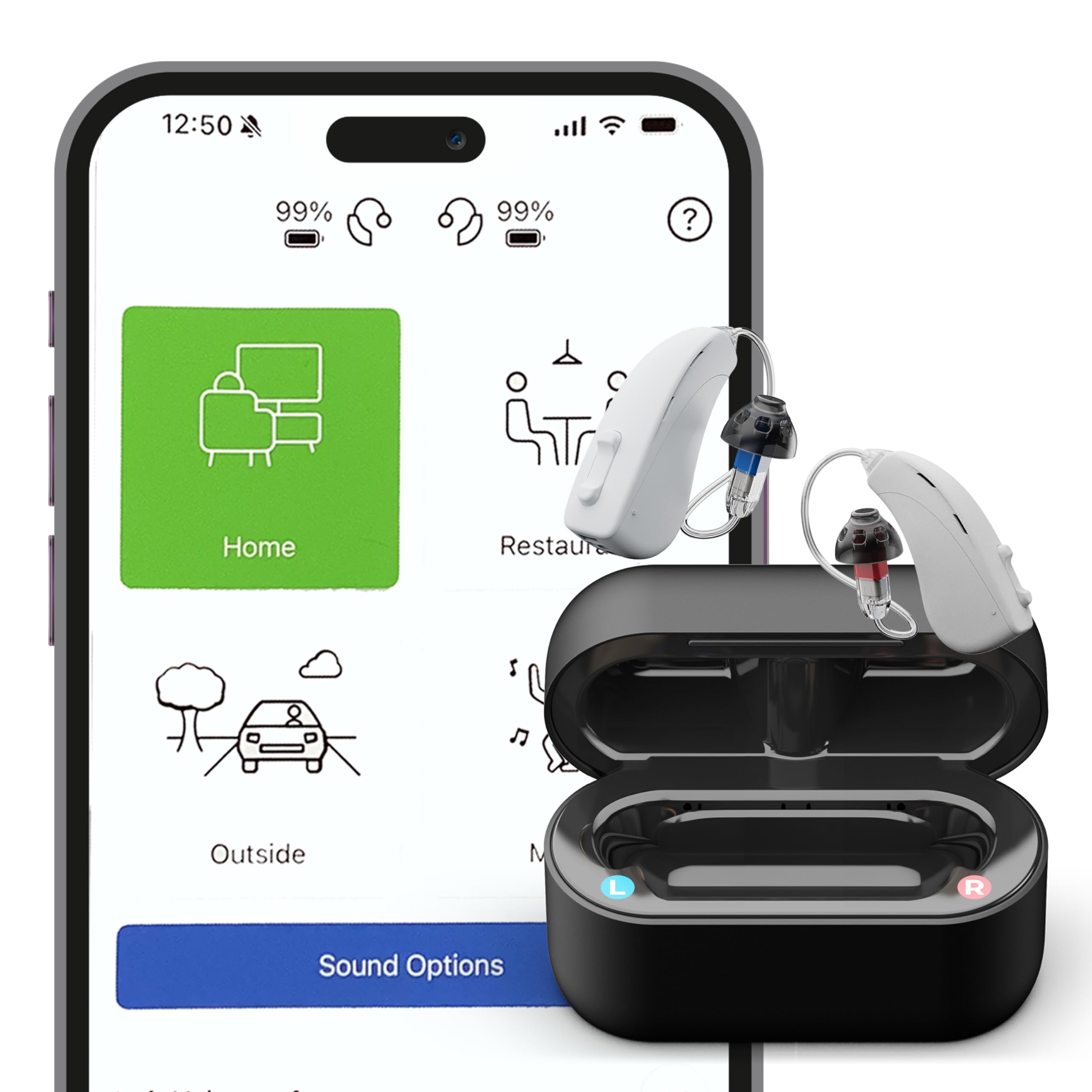 Mach II Pro Wireless OTC Hearing Aids for Seniors | Rechargeable | Stream Calls | Bluetooth for iOS Android |Nearly Invisible |USA Customer Service | FSA HSA Eligible (Glacier)