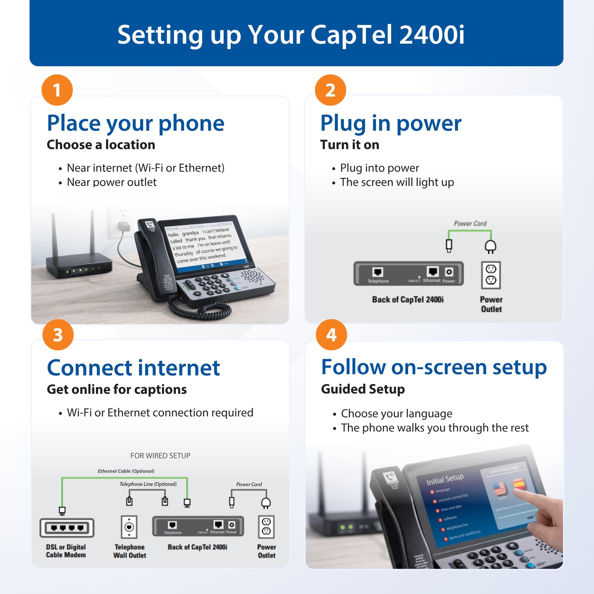 Hamilton CapTel 2400iSPNBT Large Touch Screen Captioned Telephone — Amazon image 8