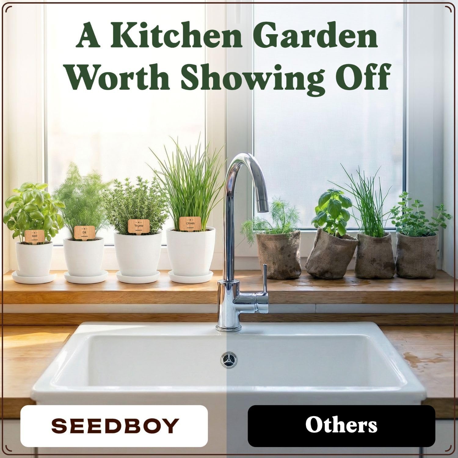 Seedboy Organic 10 Herb Garden Starter Kit for Planting Indoor or Outdoor, Non-GMO USDA Certified Seed, Cool Unique Gift for Gardeners, Mom Birthday, Friends, Plant Lovers (Herb Garden Starter Kit)